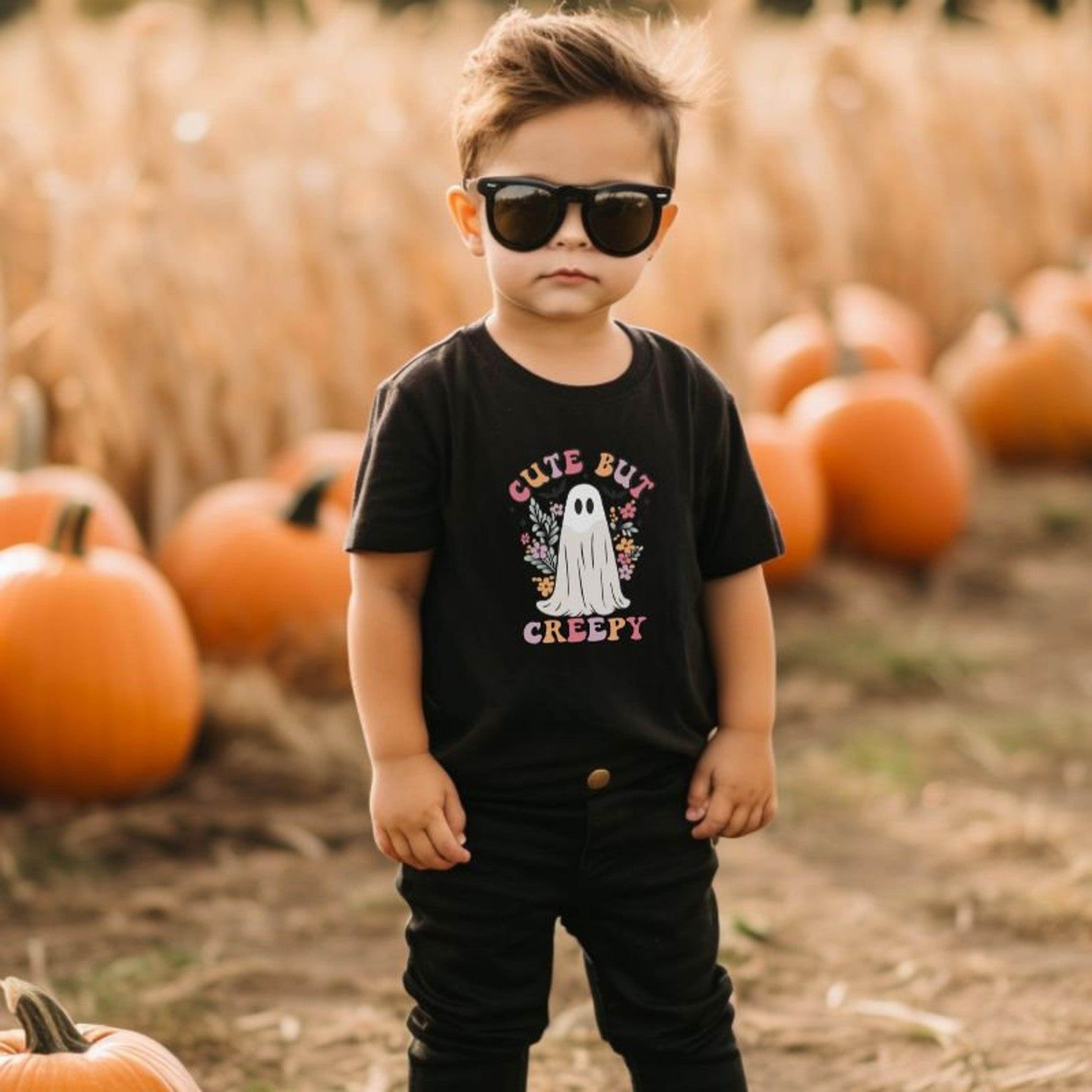 kids halloween shirt, spooky season kids tee, cute trick or treat t-shirt, pumpkin patch fall halloween party outfit gif
