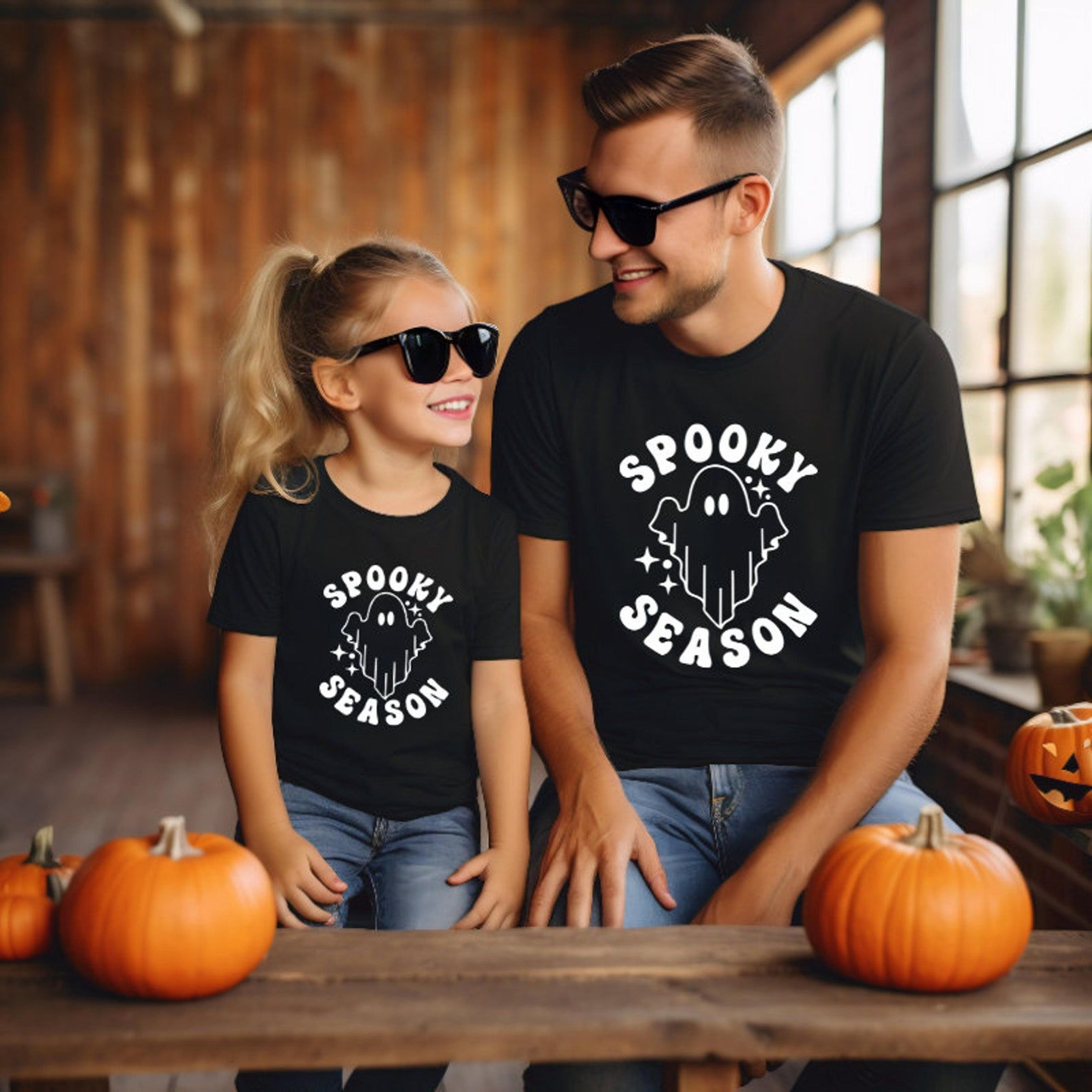 daddy & me halloween shirts, dad kids matching tees, father son daughter spooky shirts, trick or treat family outfit