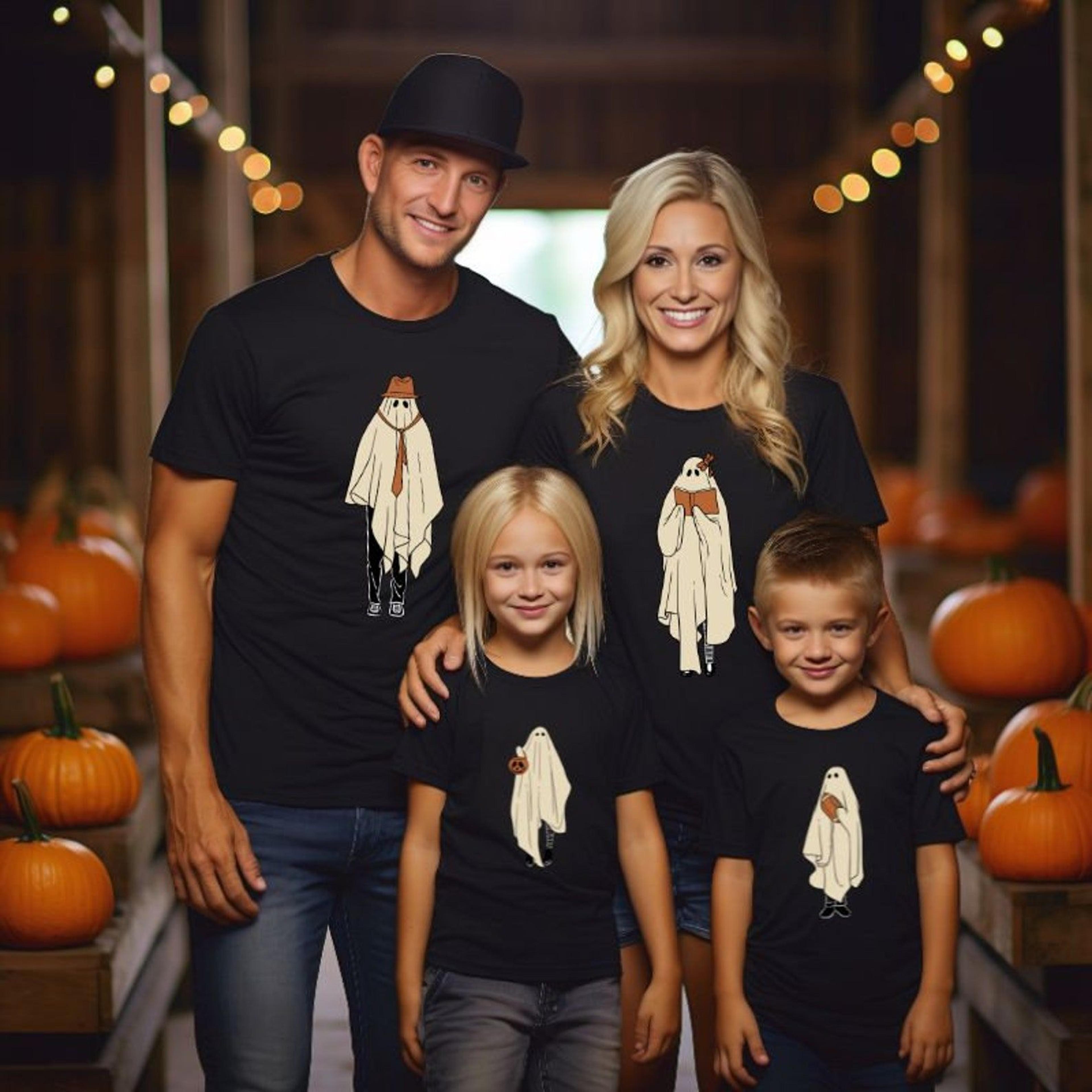matching family halloween shirts, spooky family outfit, mom dad kids trick or treat tees, cute pumpkin patch party shirt
