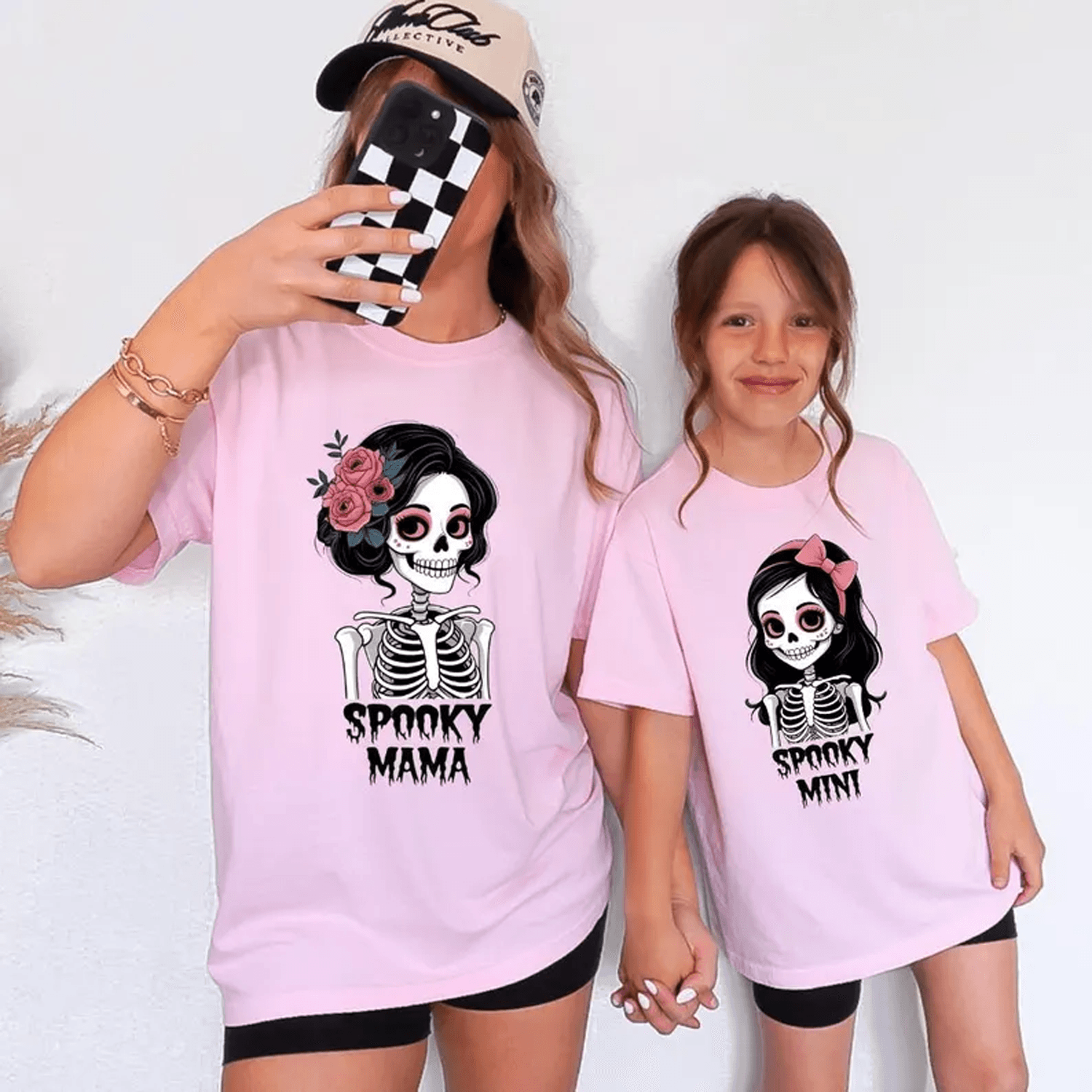 mommy & me ghost halloween tees, comfort colors mama kids shirts, retro spooky mother child fall festival outfit gift
