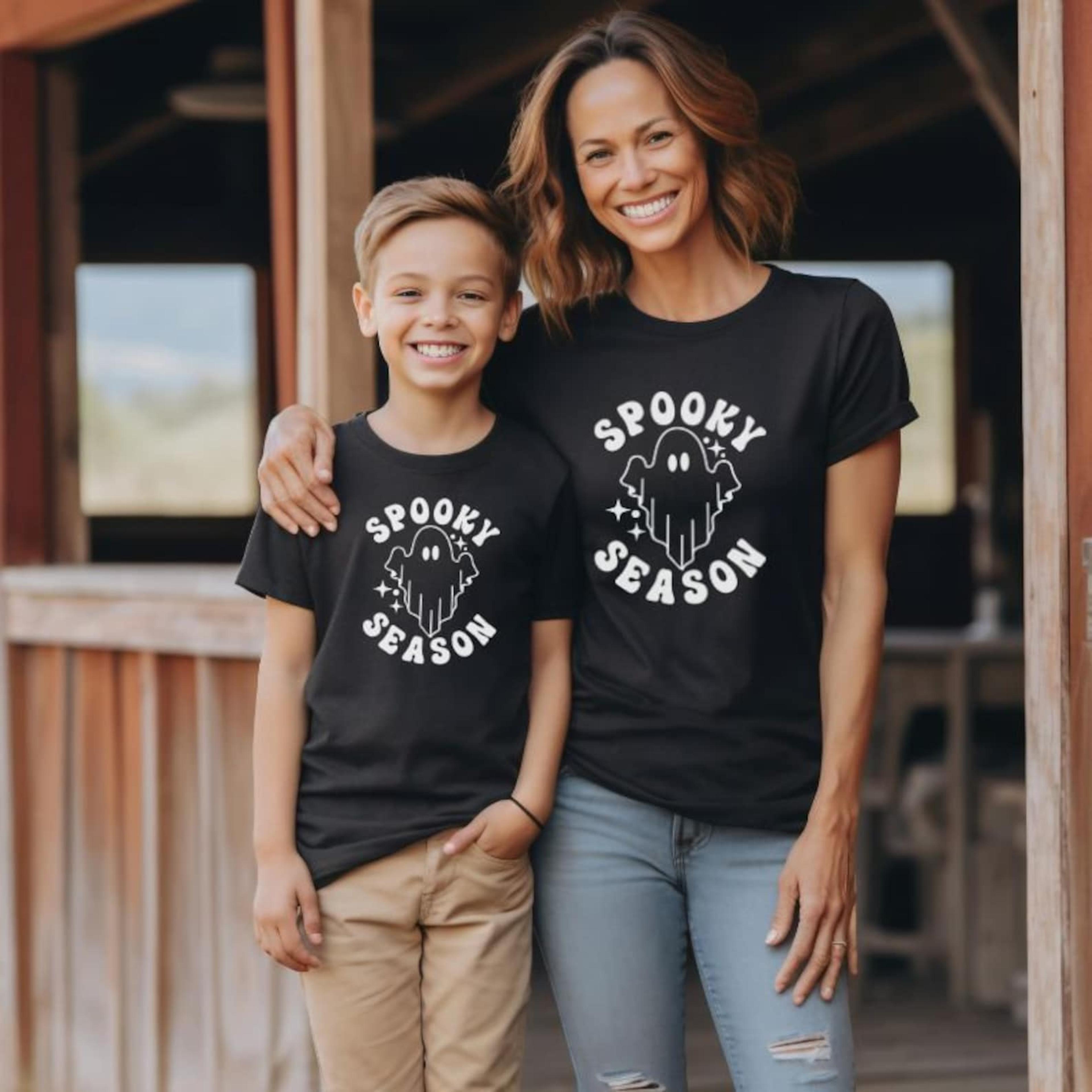 mom & little monsters halloween tees, matching mother kids spooky shirts, pumpkin patch family outfit, cute october part