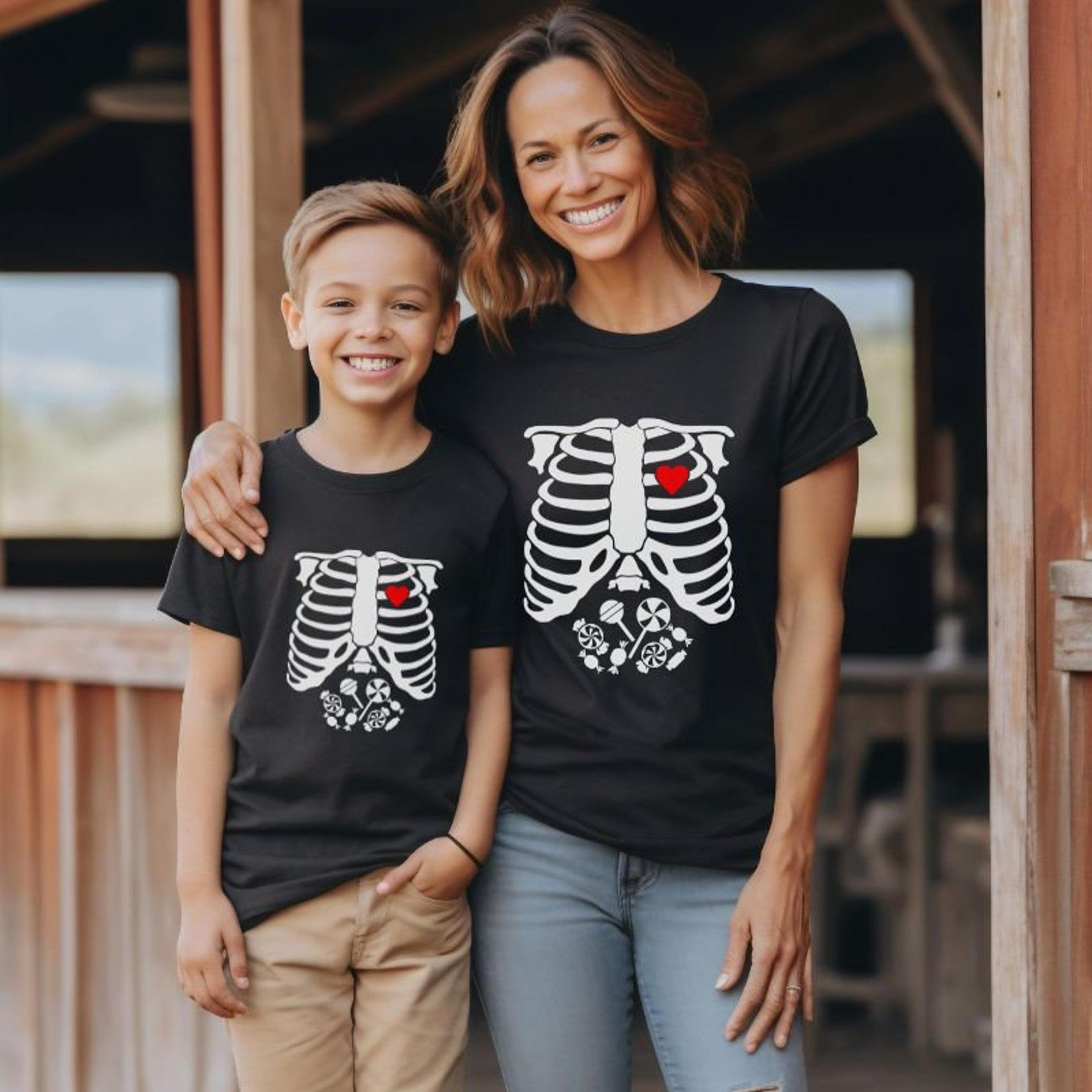 cute boo besties halloween tees, matching mama & kids shirts, mother daughter son spooky fall outfit, pumpkin patch part