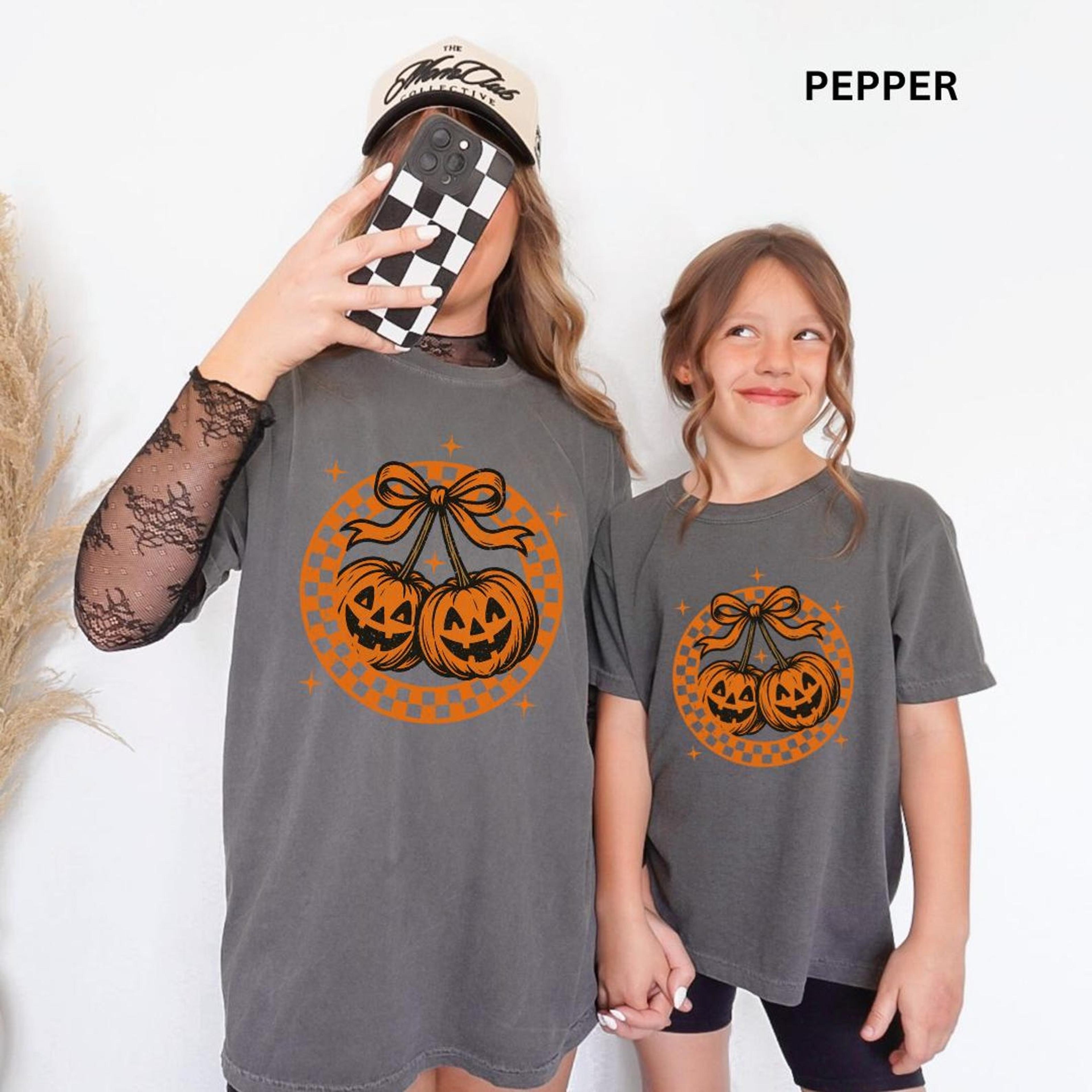 groovy ghost mama & mini tees, comfort colors mommy and me halloween shirts, retro mom kids spooky fall outfit gift