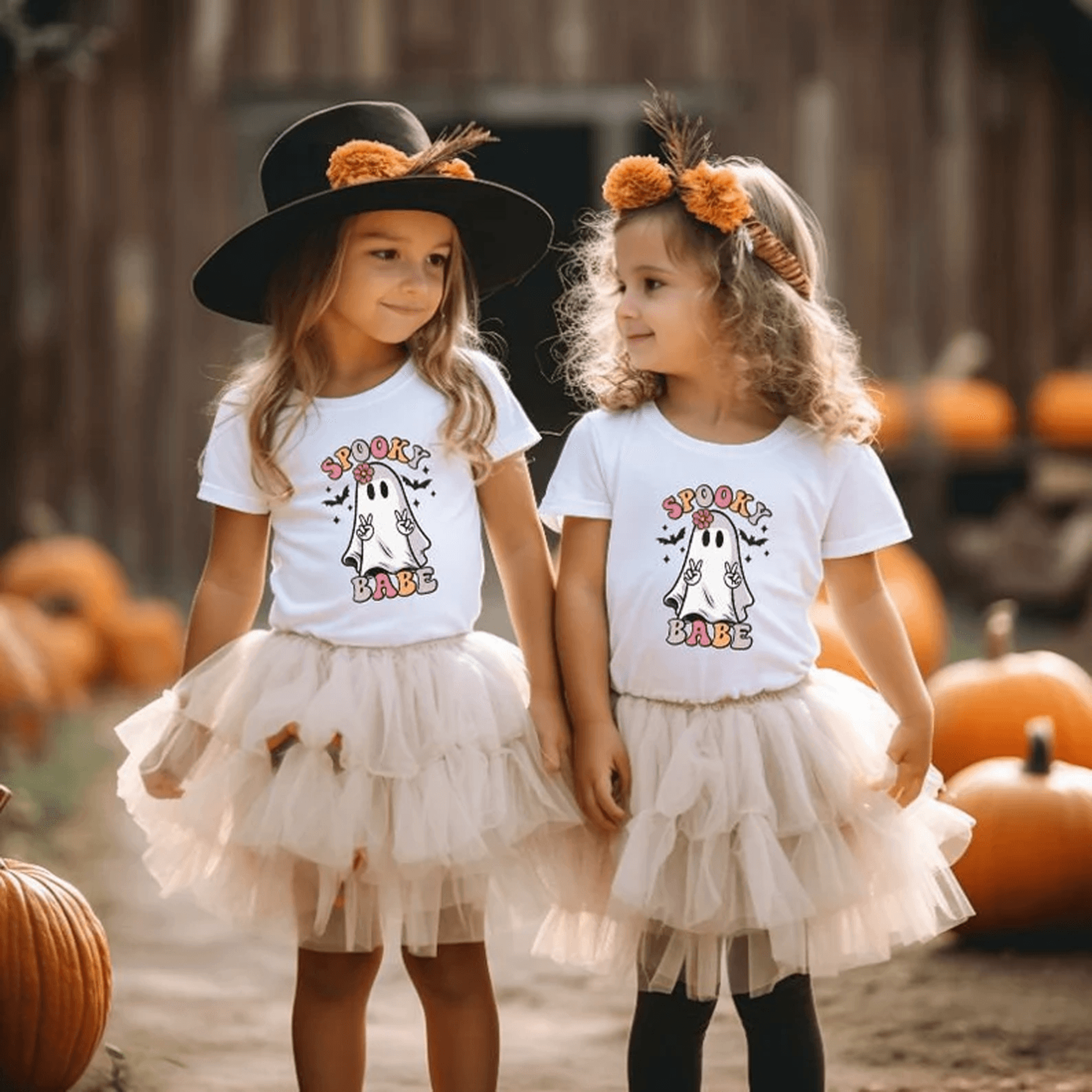 kids halloween sibling shirts, matching brother sister tees, spooky trick or treat outfit, funny halloween kids gift