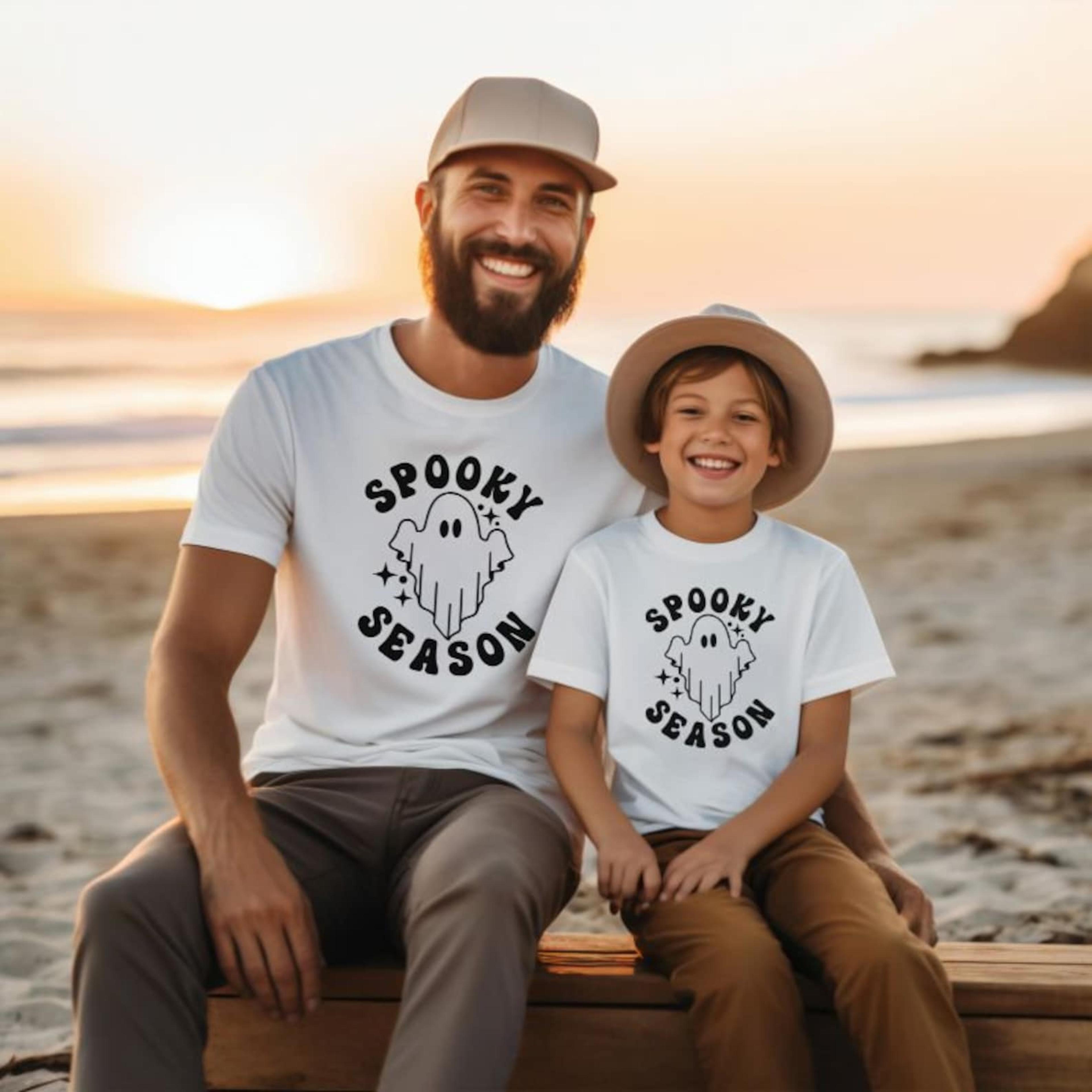 daddy and me halloween shirts, spooky season ghost tees, matching father kids family halloween outfit, trick or treat