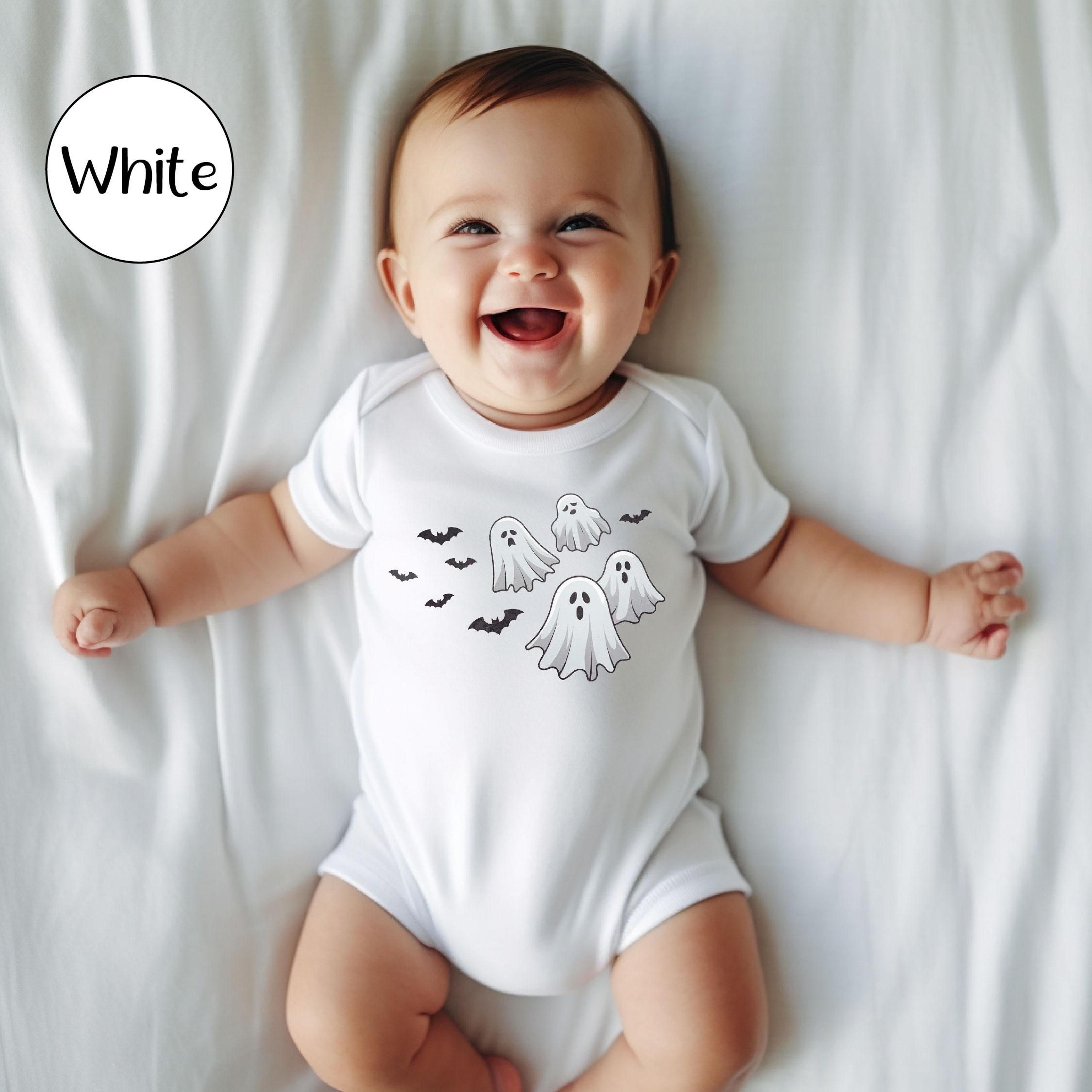 halloween ghost baby bodysuit, cute spooky infant outfit, first halloween shirt, trick or treat baby gift