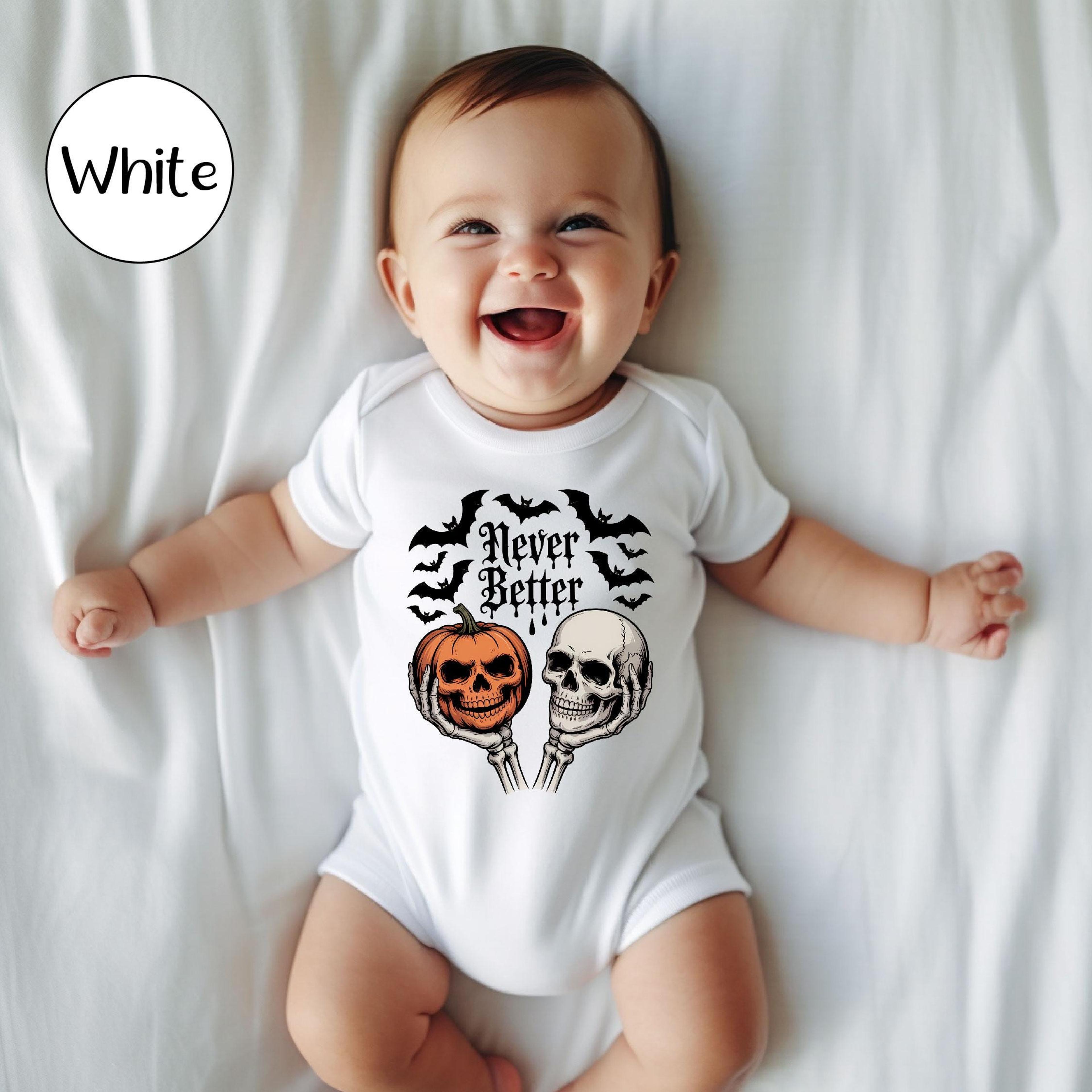 never better halloween baby bodysuit, funny skeleton skull infant outfit, spooky baby shirt, first halloween gift