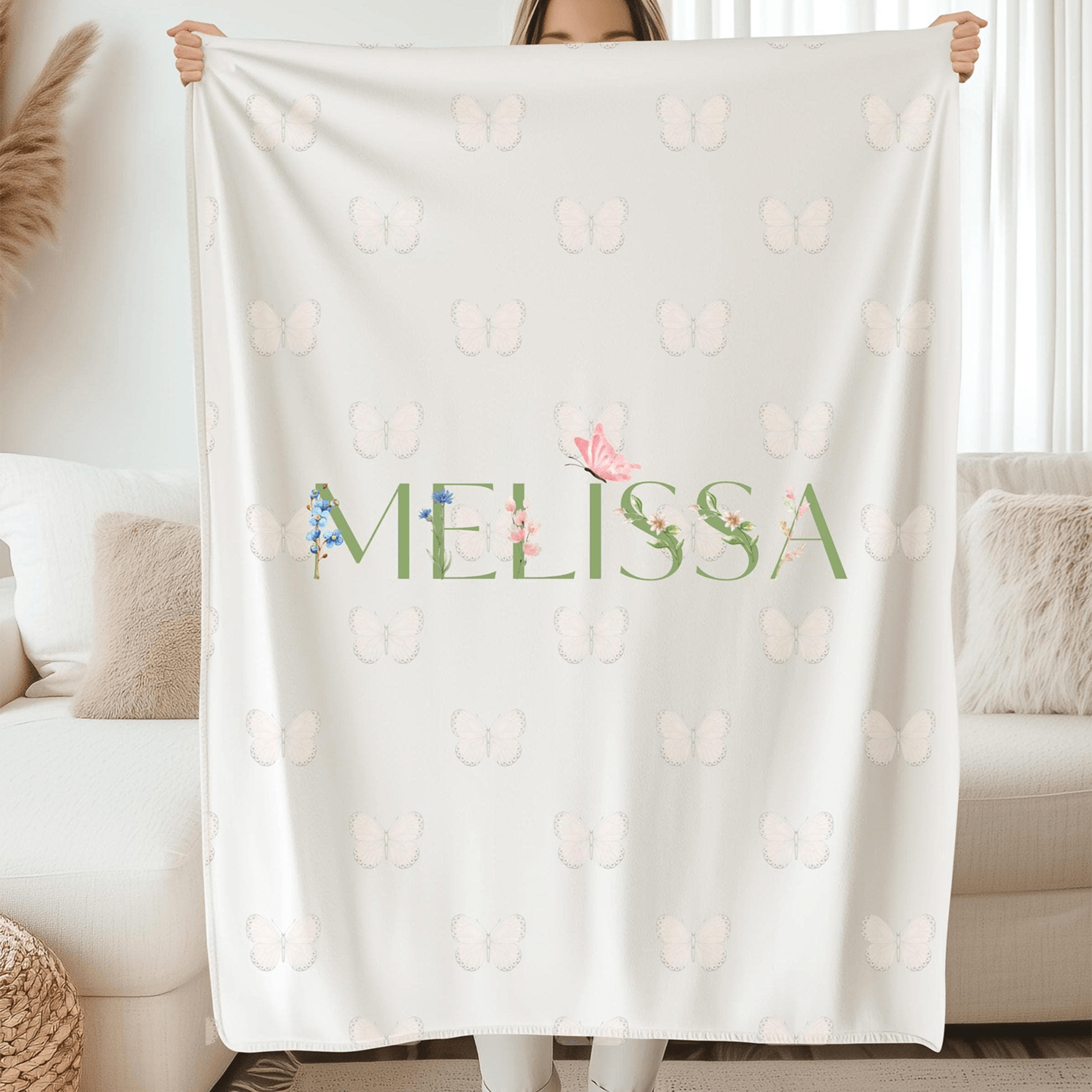 personalized baby blanket with custom name, soft plush nursery throw, newborn keepsake, baby shower & first birthday gif