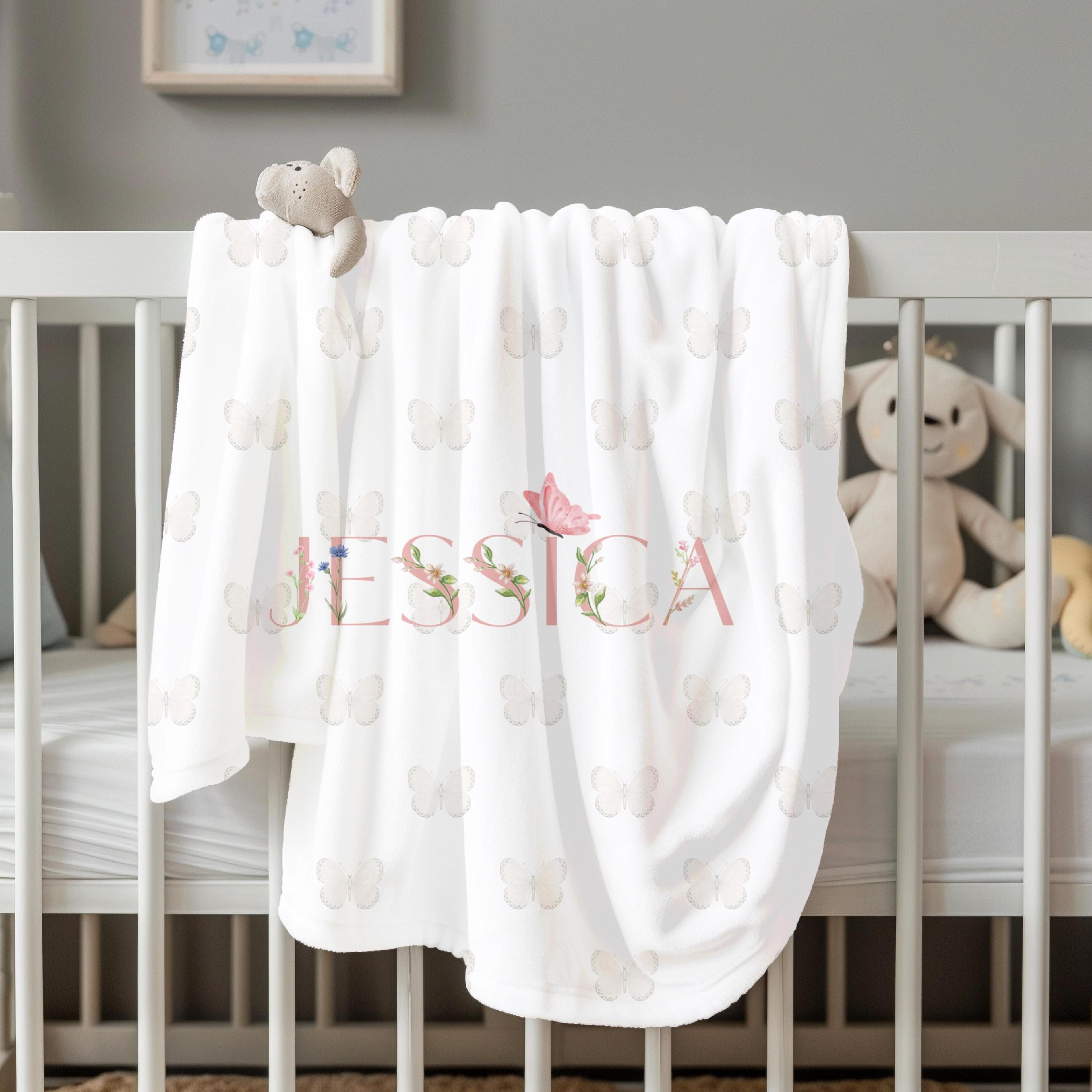 personalized baby blanket with custom name, soft plush nursery throw, newborn keepsake, baby shower & first birthday gif