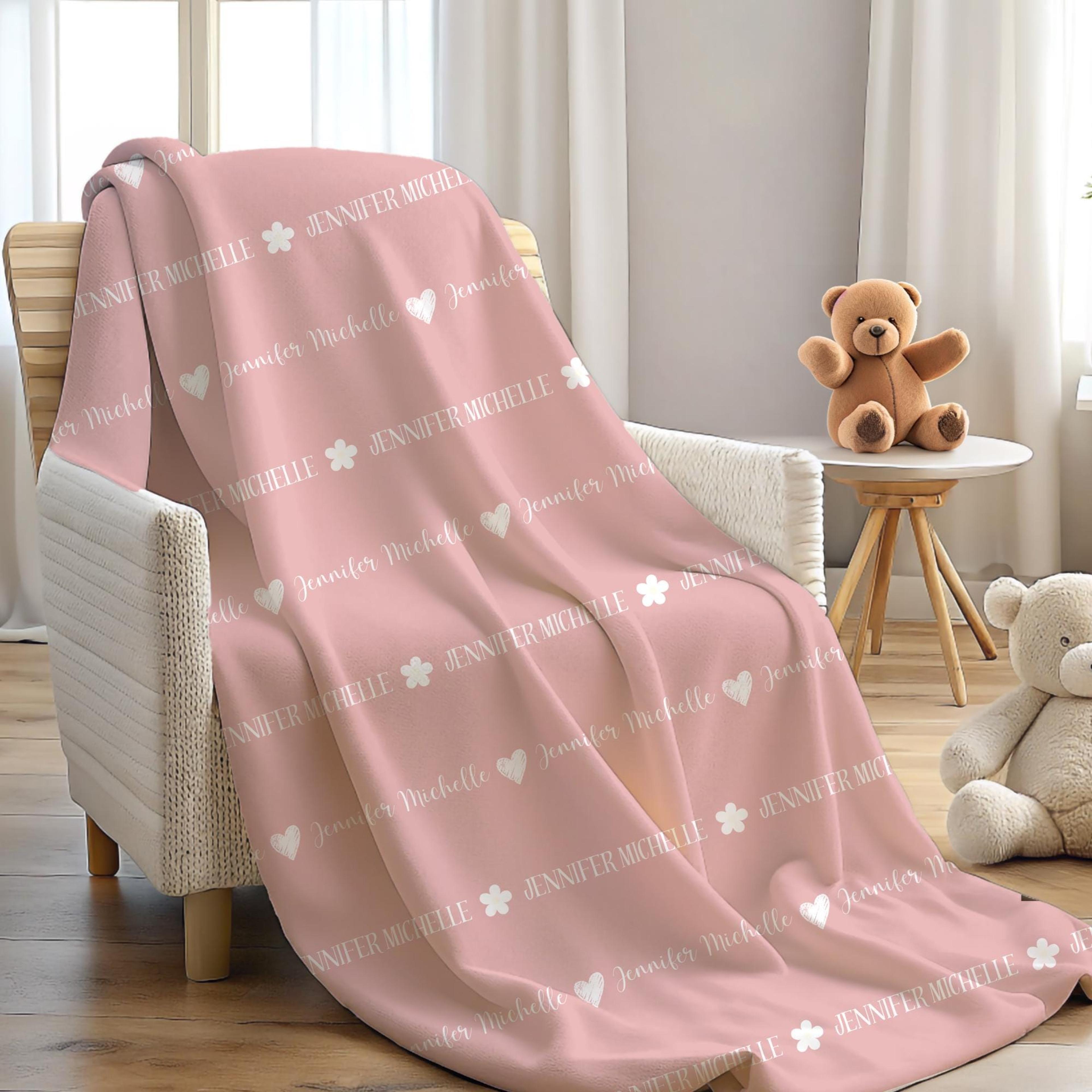 personalized first & middle name blanket, dual font custom plush throw, 20 colors, baby kids teen birthday & shower gift