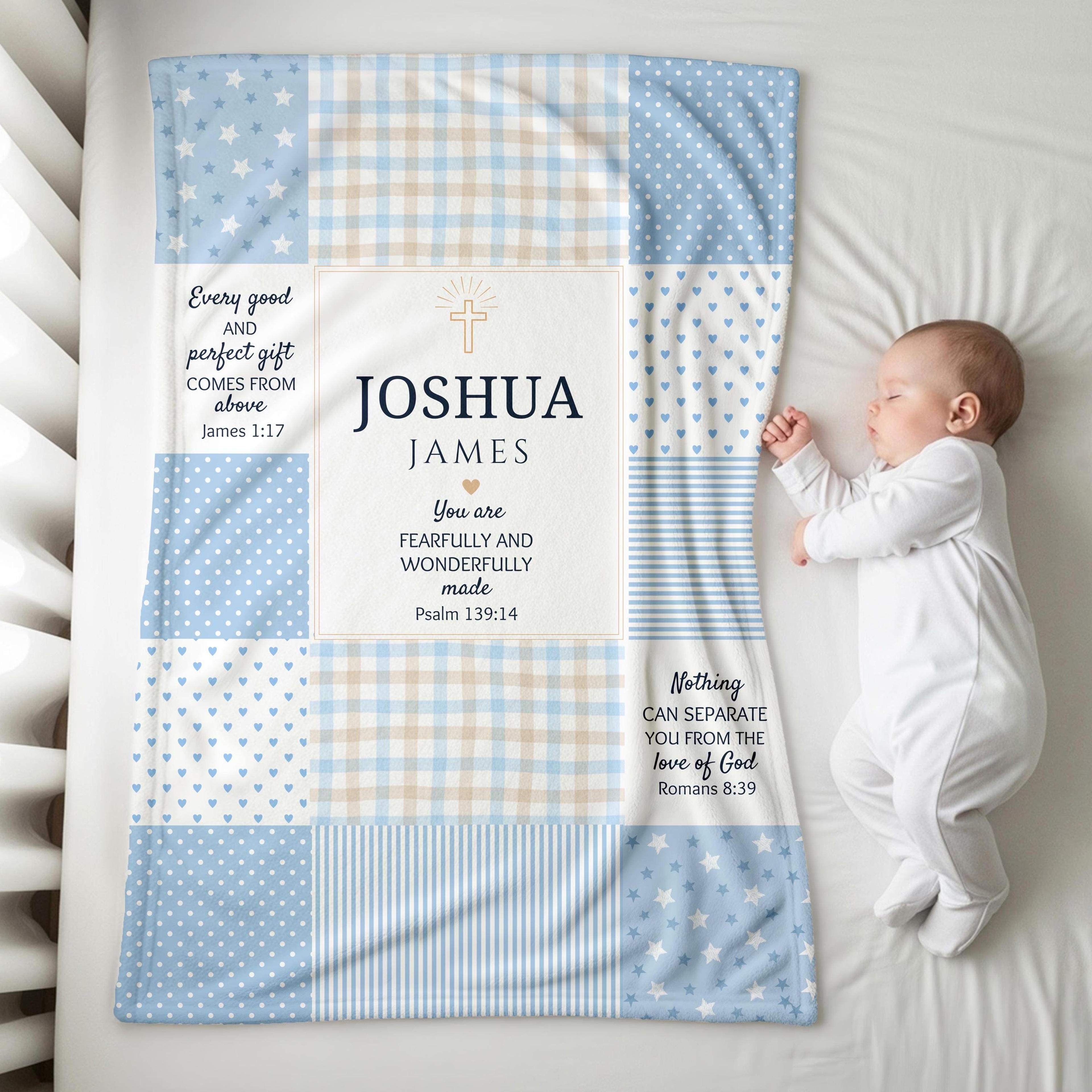 personalized catholic baby sherpa blanket, custom name christian nursery gift, baptism christening baby shower keepsake