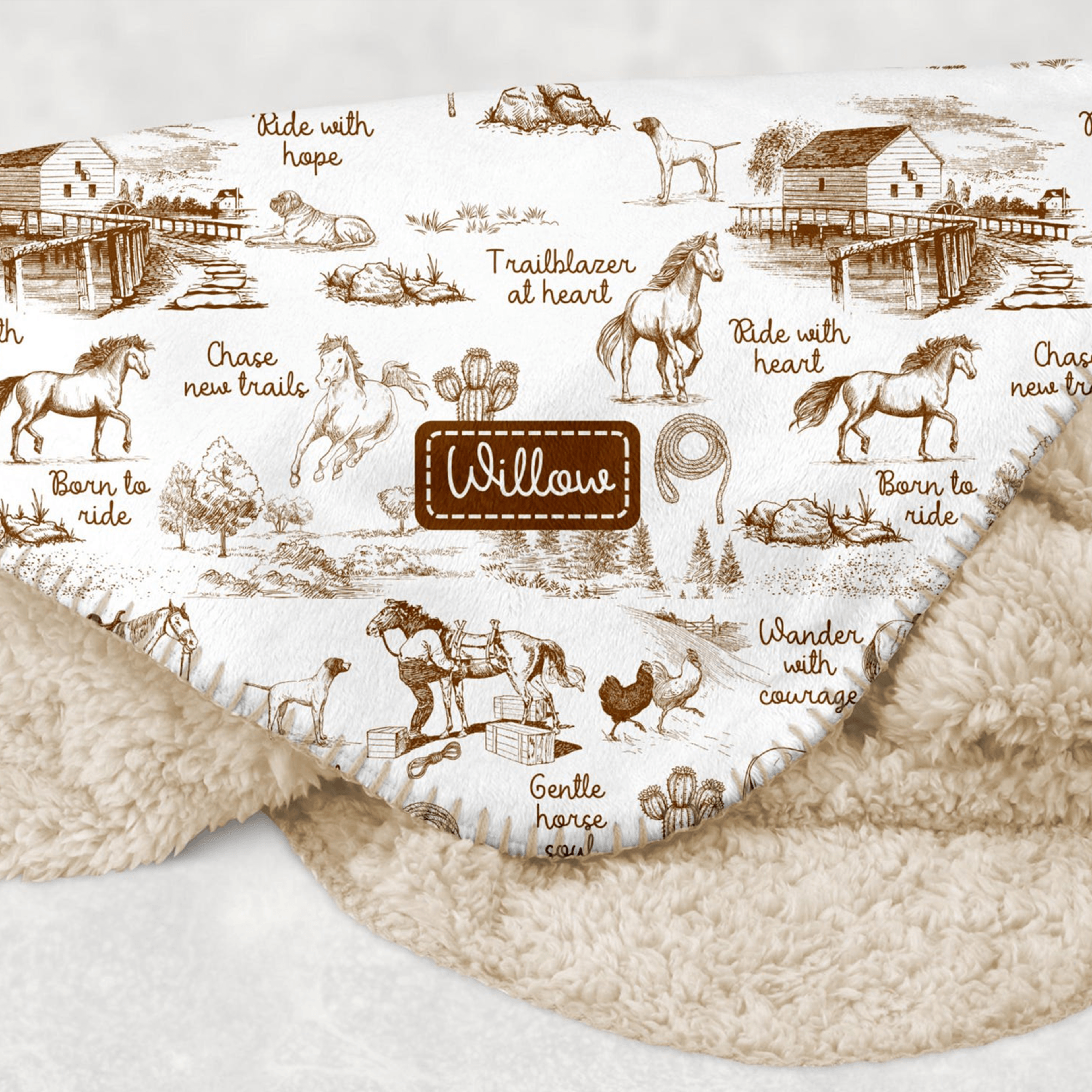 personalized western cowboy sherpa blanket, custom name baby boy rodeo nursery decor, baby shower first birthday gift