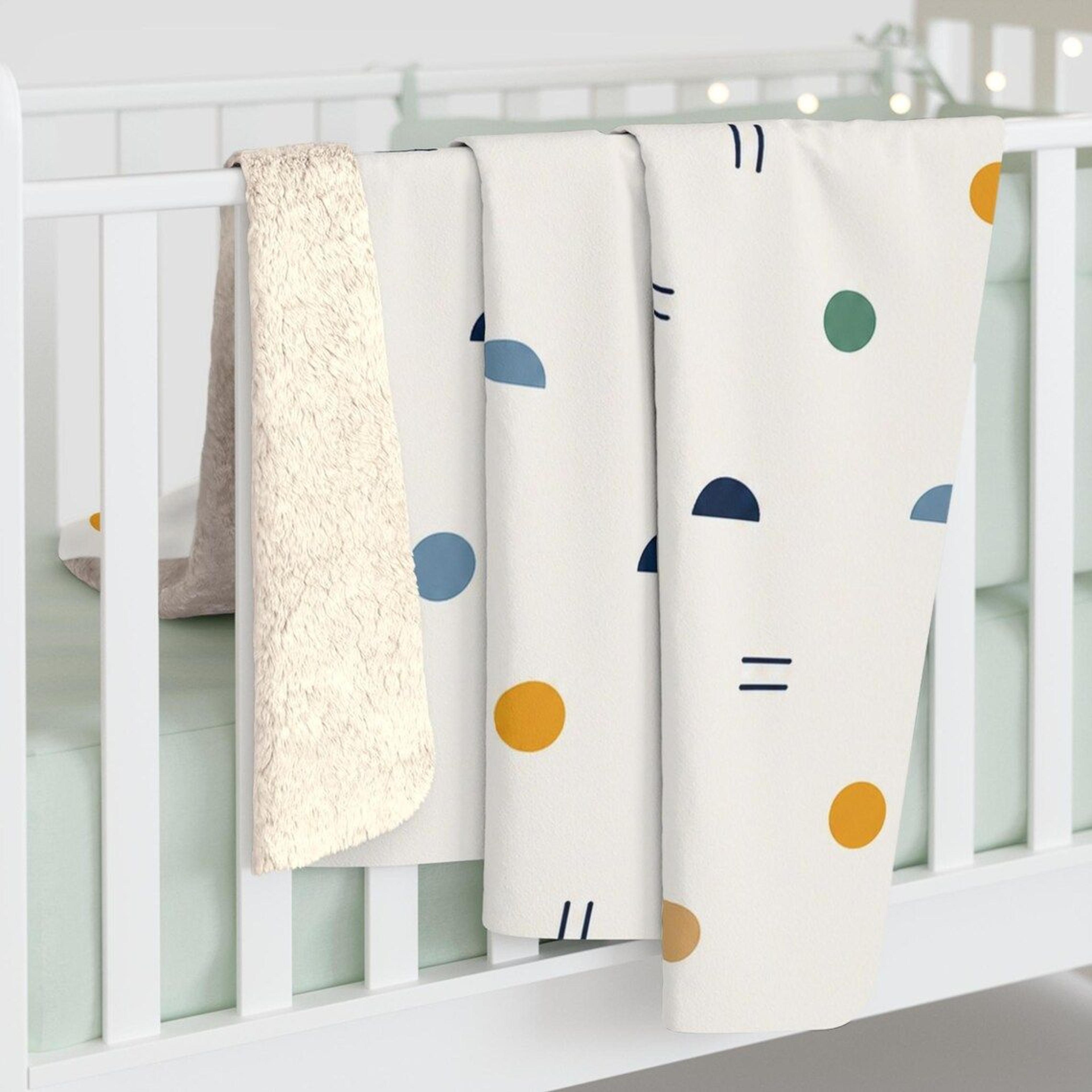 scattered dots sherpa blanket, semi neutral polka dot design, minimalist nursery decor, cozy baby shower housewarming gi