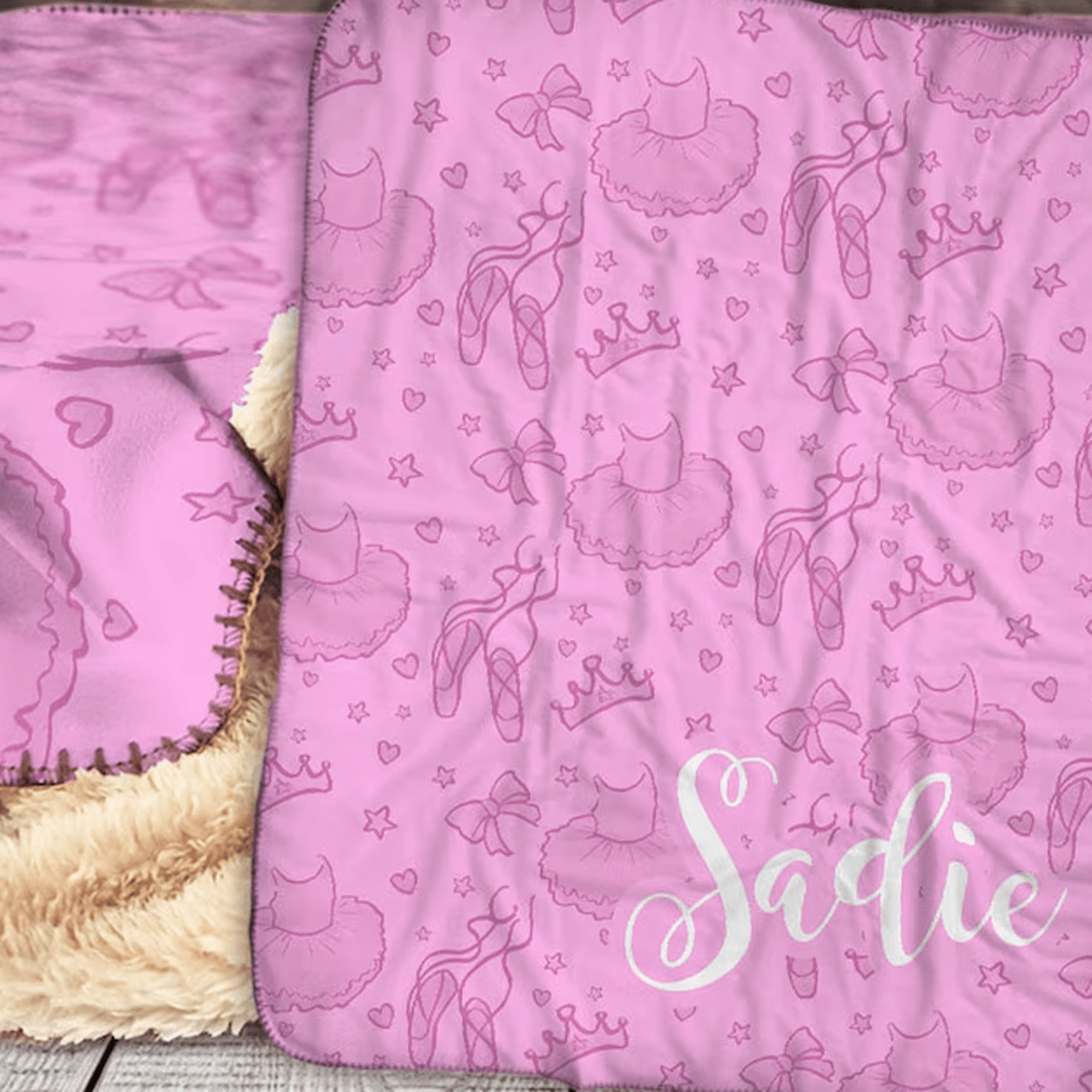 custom ballerina sherpa blanket with name, personalized dance gift for girls, ballet recital birthday & baby shower gift