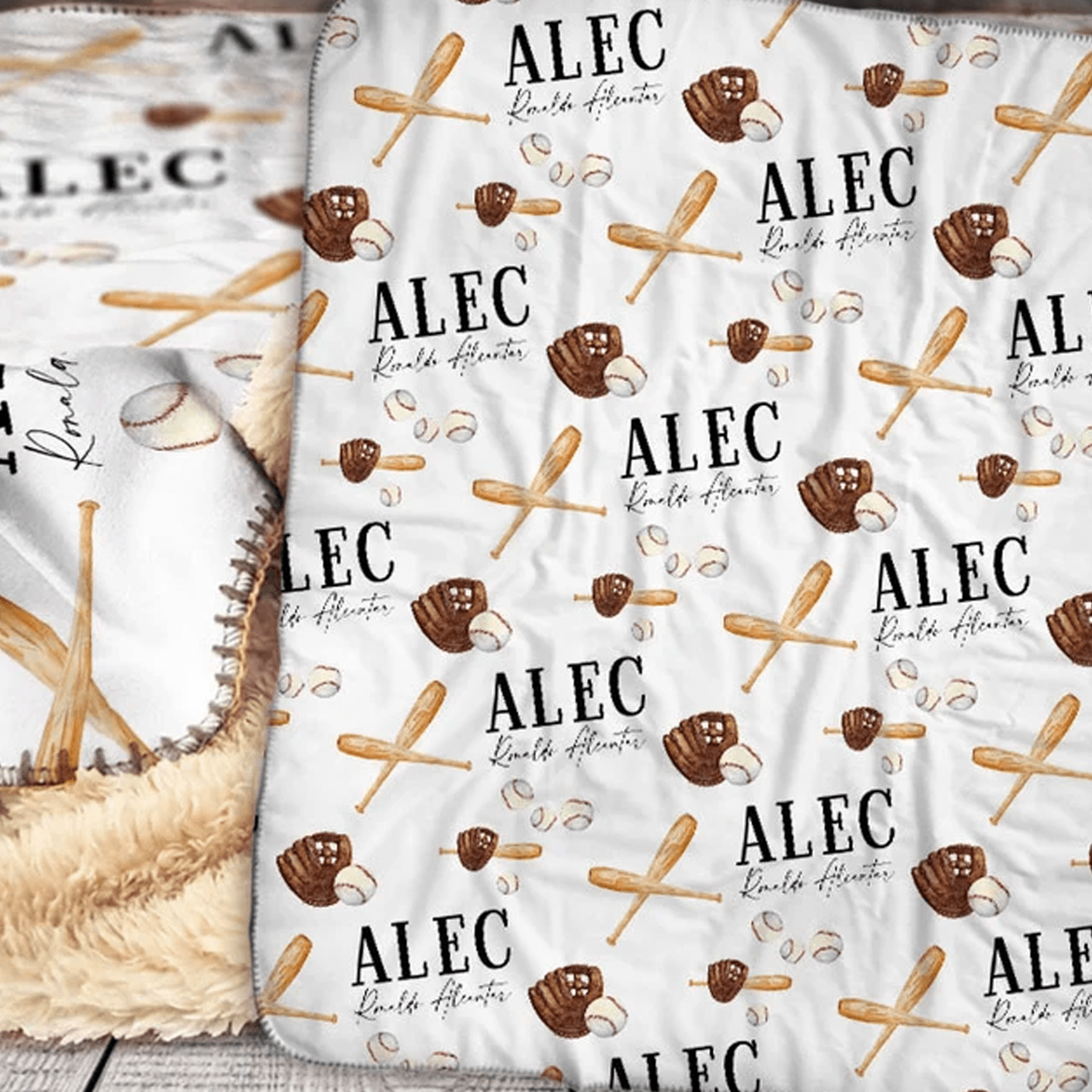 personalized baseball sherpa blanket, custom name baseball design, baby boy nursery decor, birthday baby shower gift