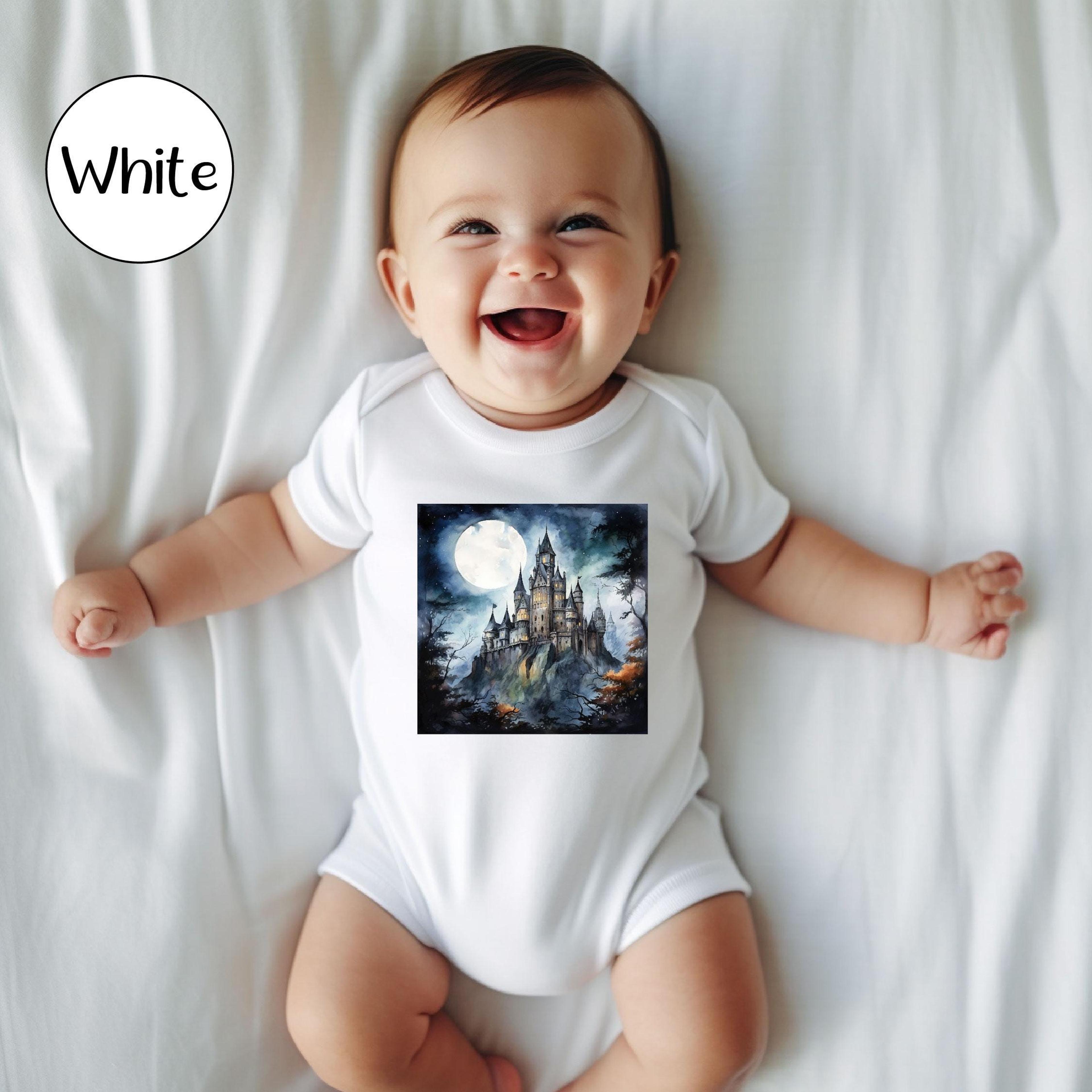 haunted castle halloween baby bodysuit spooky moon infant onesie gothic night baby outfit first halloween baby gift