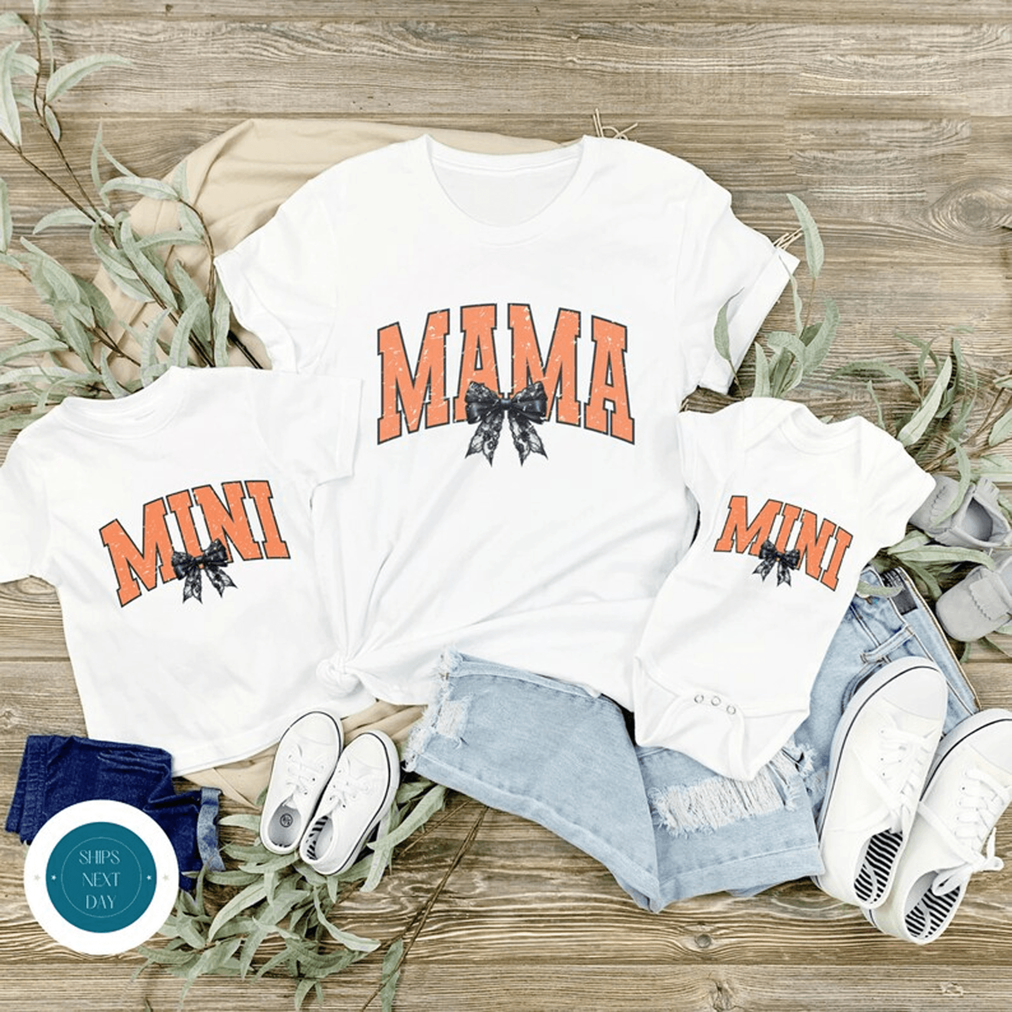 mama mini matching shirts, mommy and me fall t-shirts, retro leopard mama mini tee, matching family outfit, mom kids gif