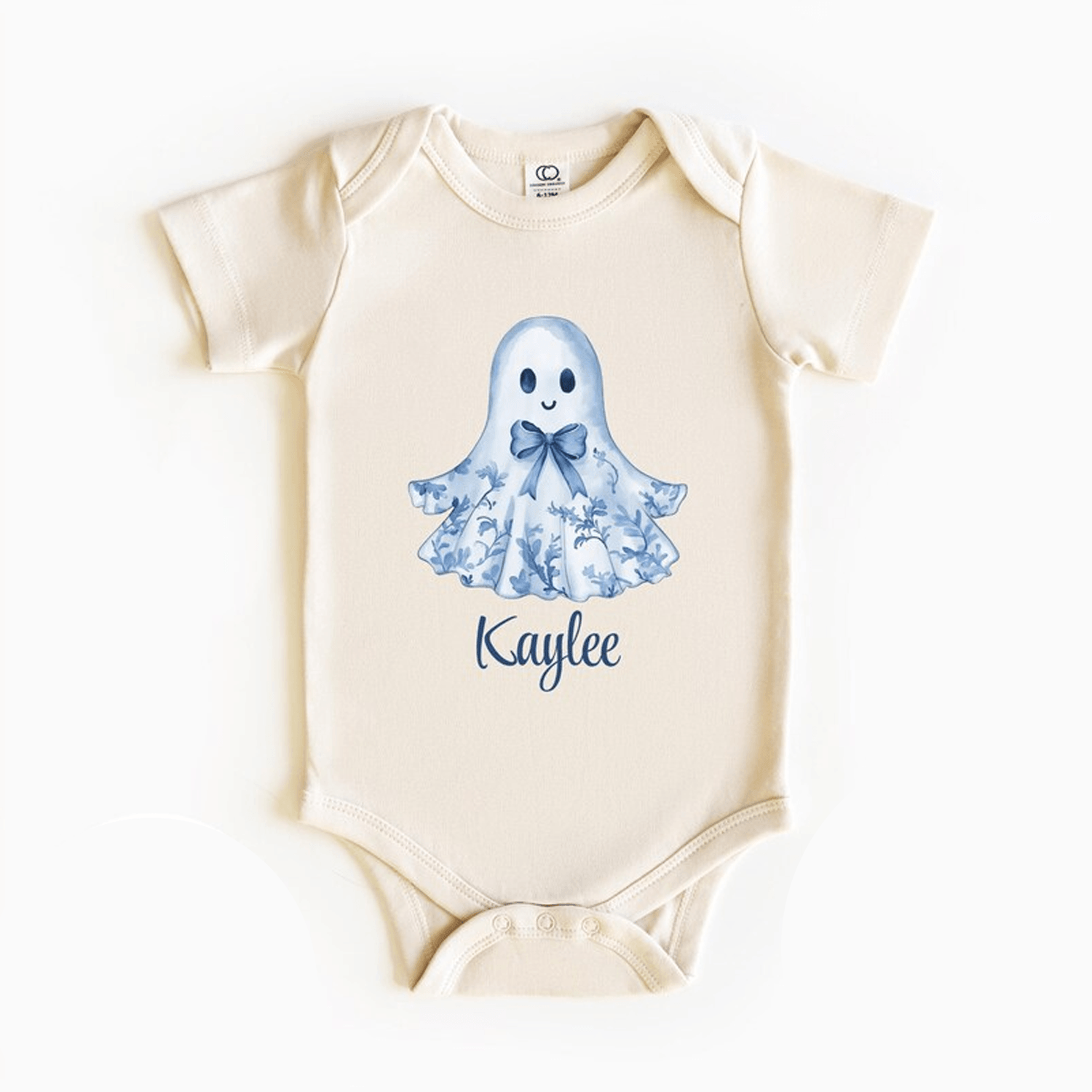 personalized blue ghost kids shirt, custom name halloween tee, floral spooky ghost shirt, cute halloween gift for girls