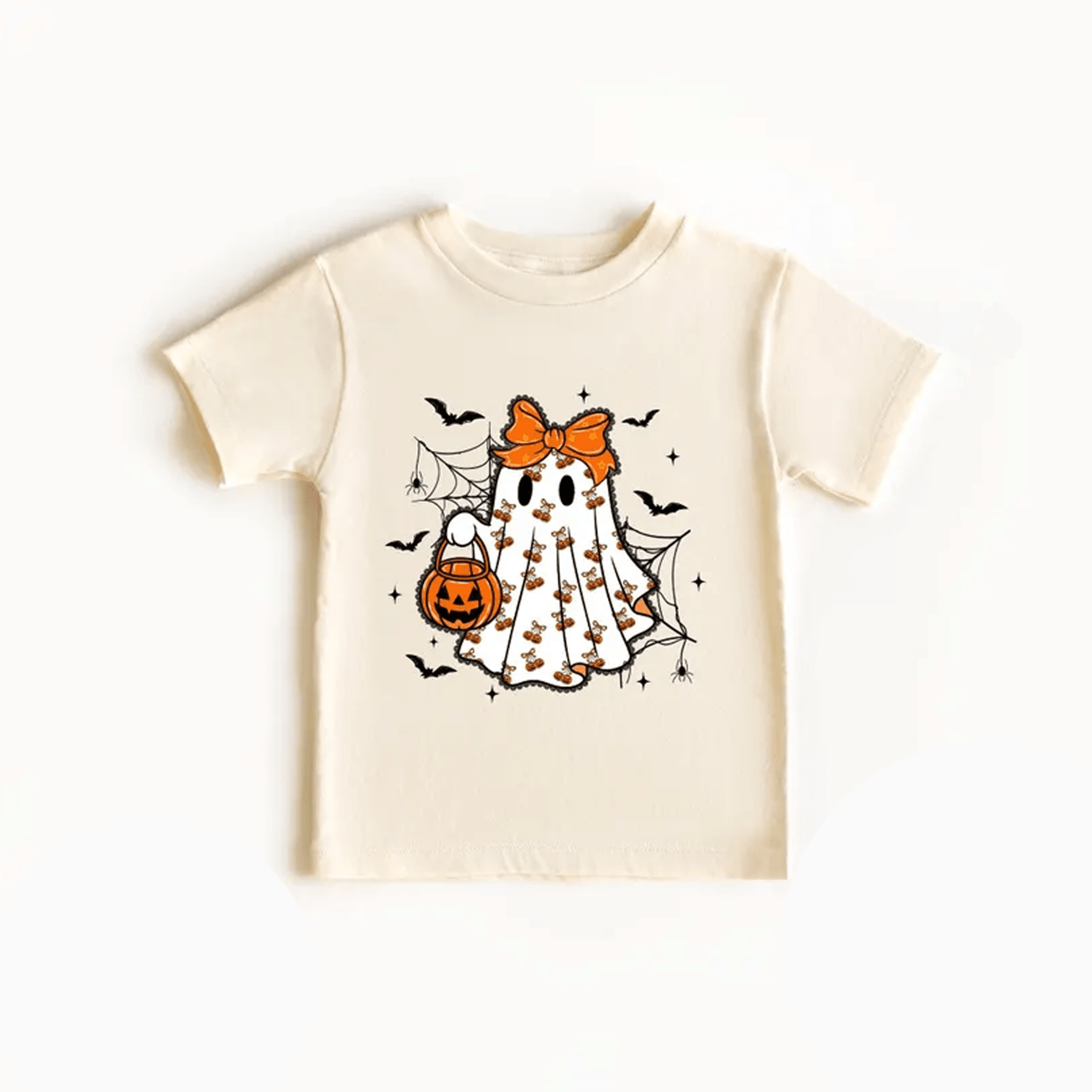 cute ghost halloween kids shirt pumpkin bow spooky tee trick or treat fall outfit pumpkin patch halloween gift