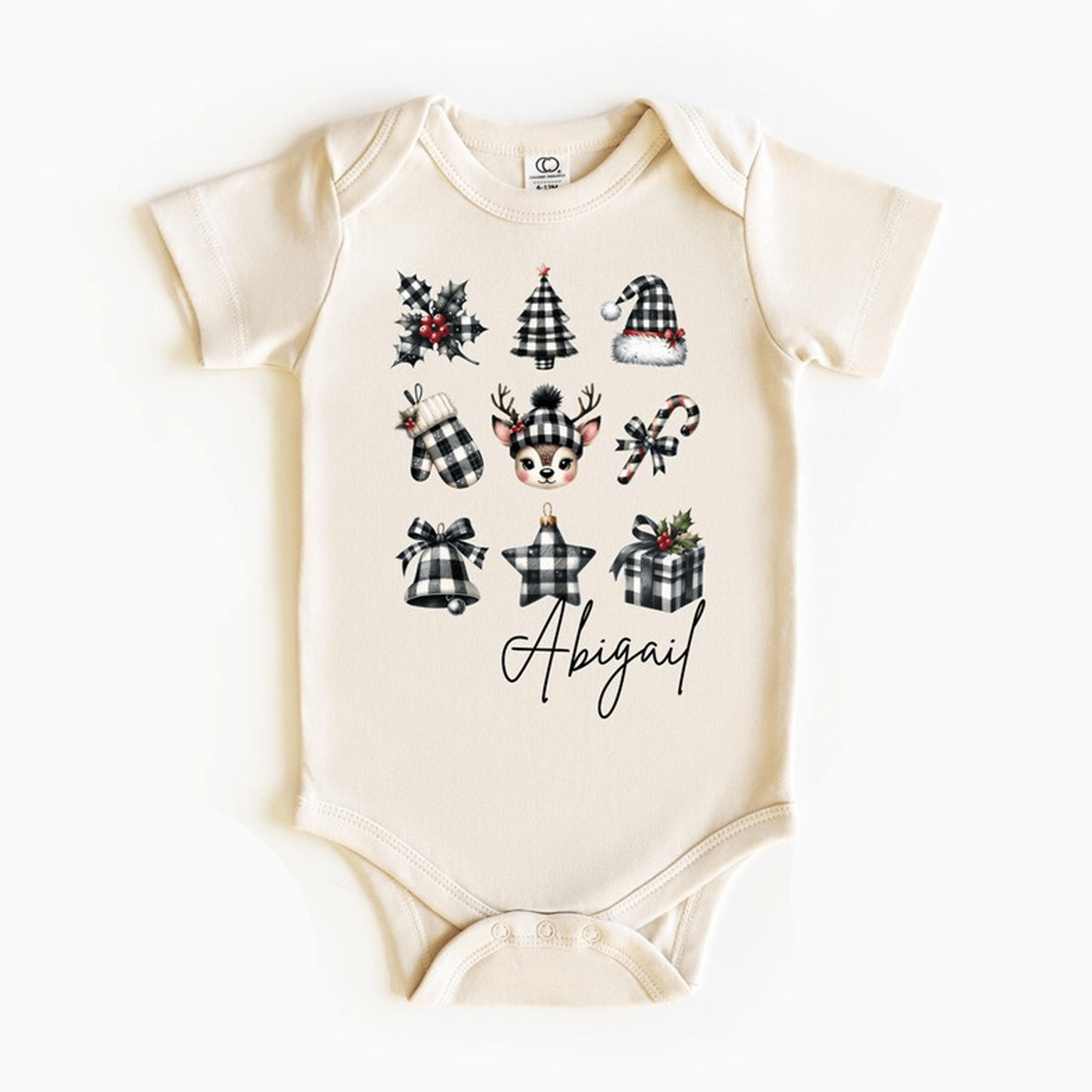personalized black plaid christmas kids shirt custom name holiday tee buffalo check toddler outfit xmas gift