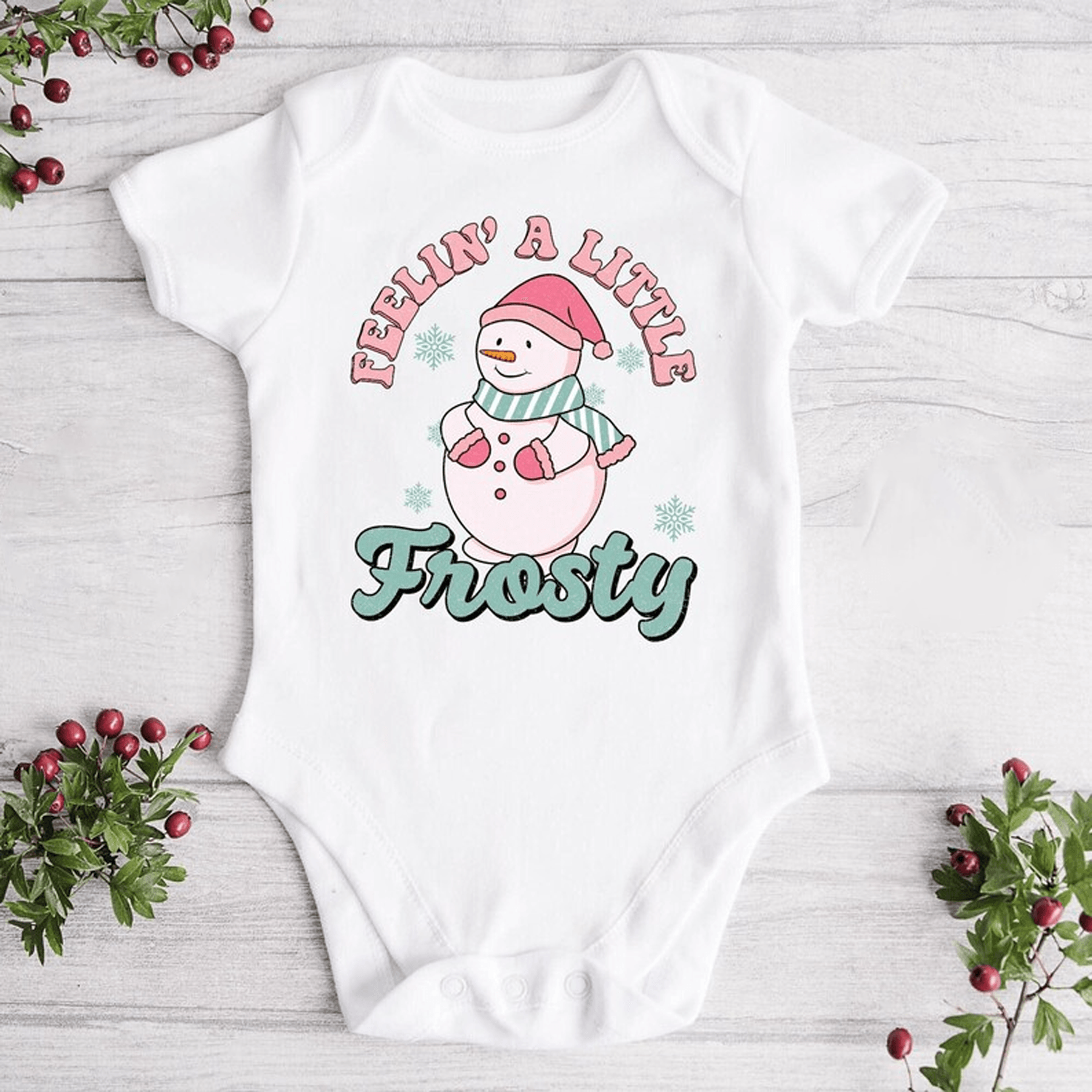 feeling frosty christmas baby onesie cute snowman holiday kids shirt winter toddler sweatshirt funny xmas gift