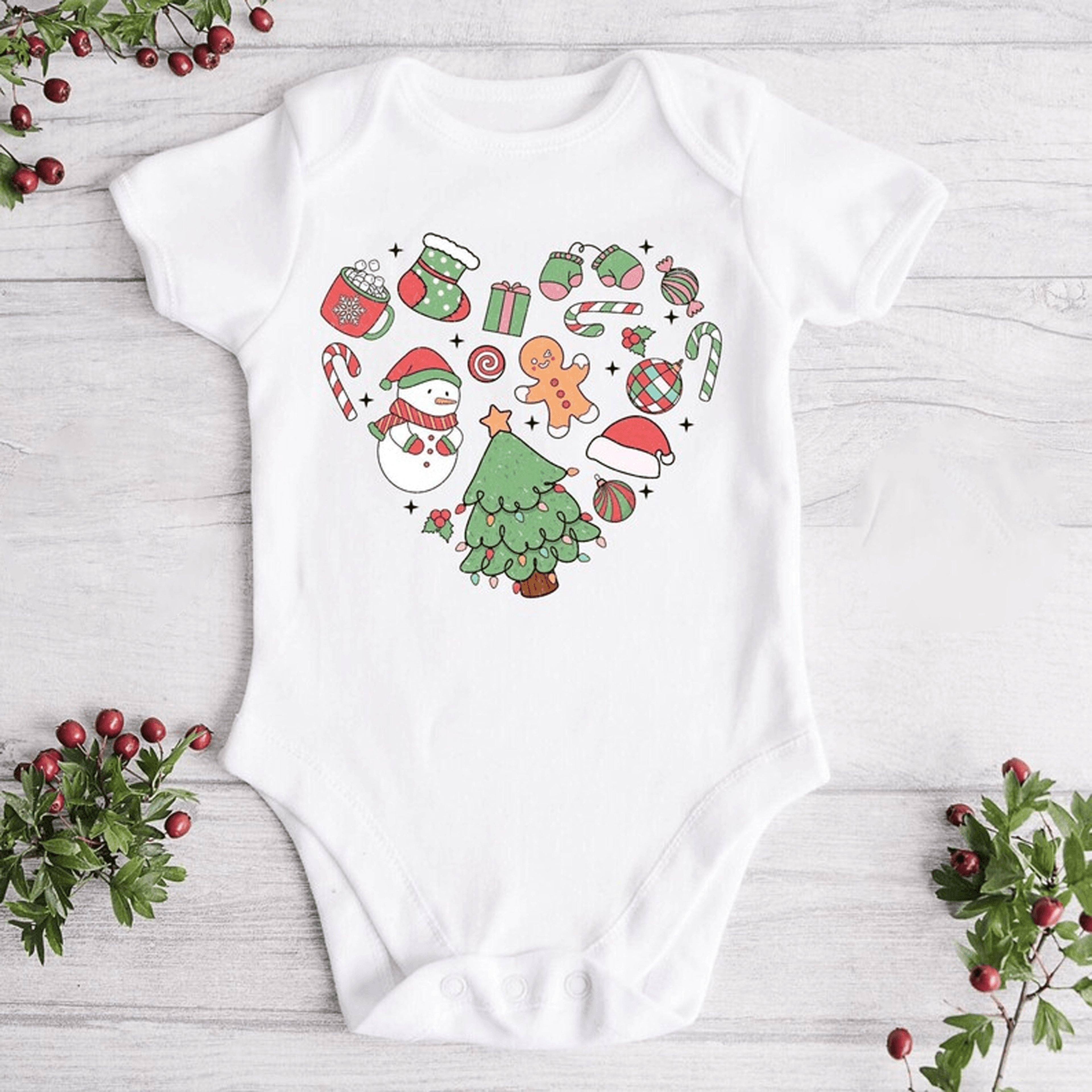 christmas heart baby onesie cute holiday love kids shirt festive toddler sweatshirt winter xmas outfit baby gift
