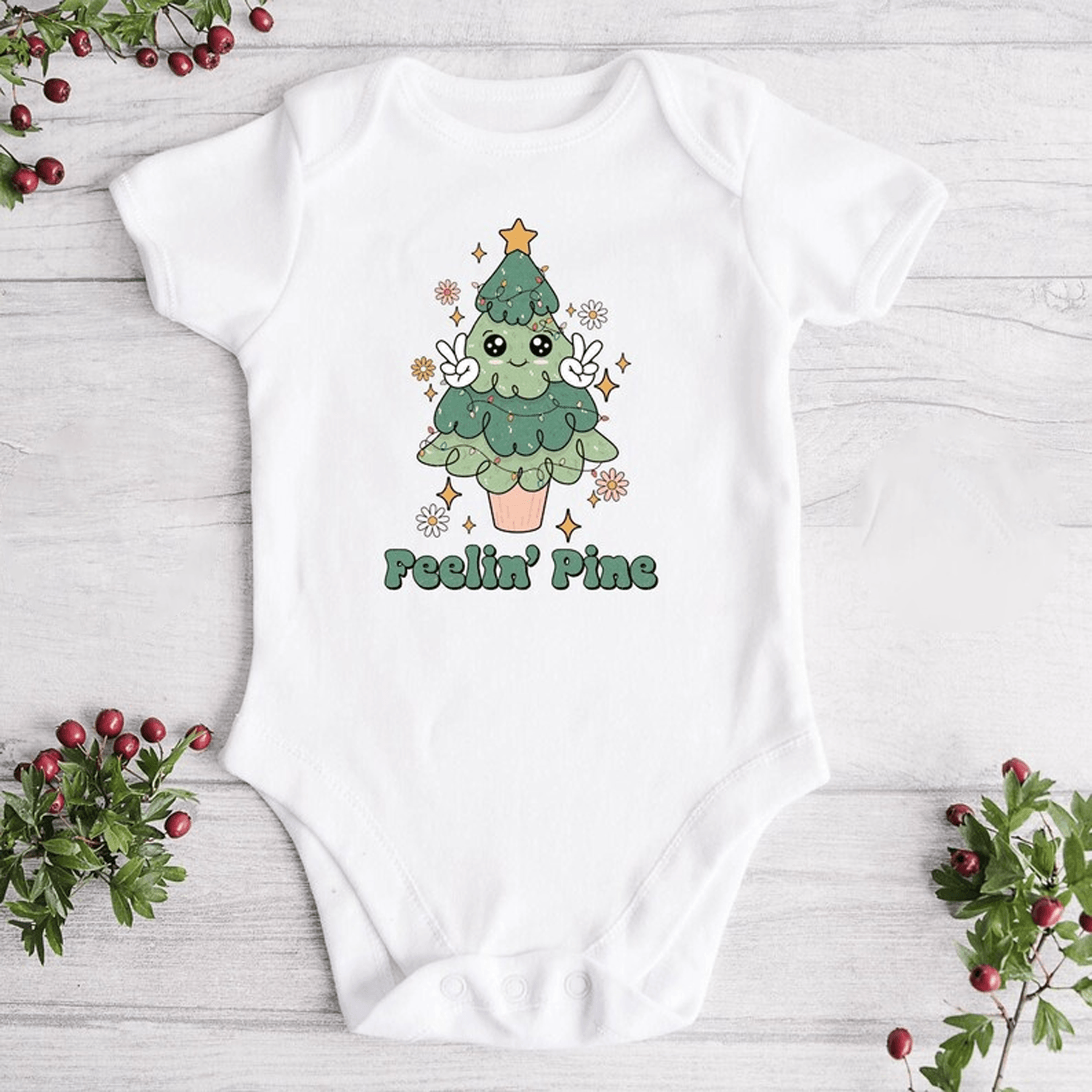 feeling pine christmas baby onesie funny holiday tree kids shirt cute toddler sweatshirt winter xmas outfit gift