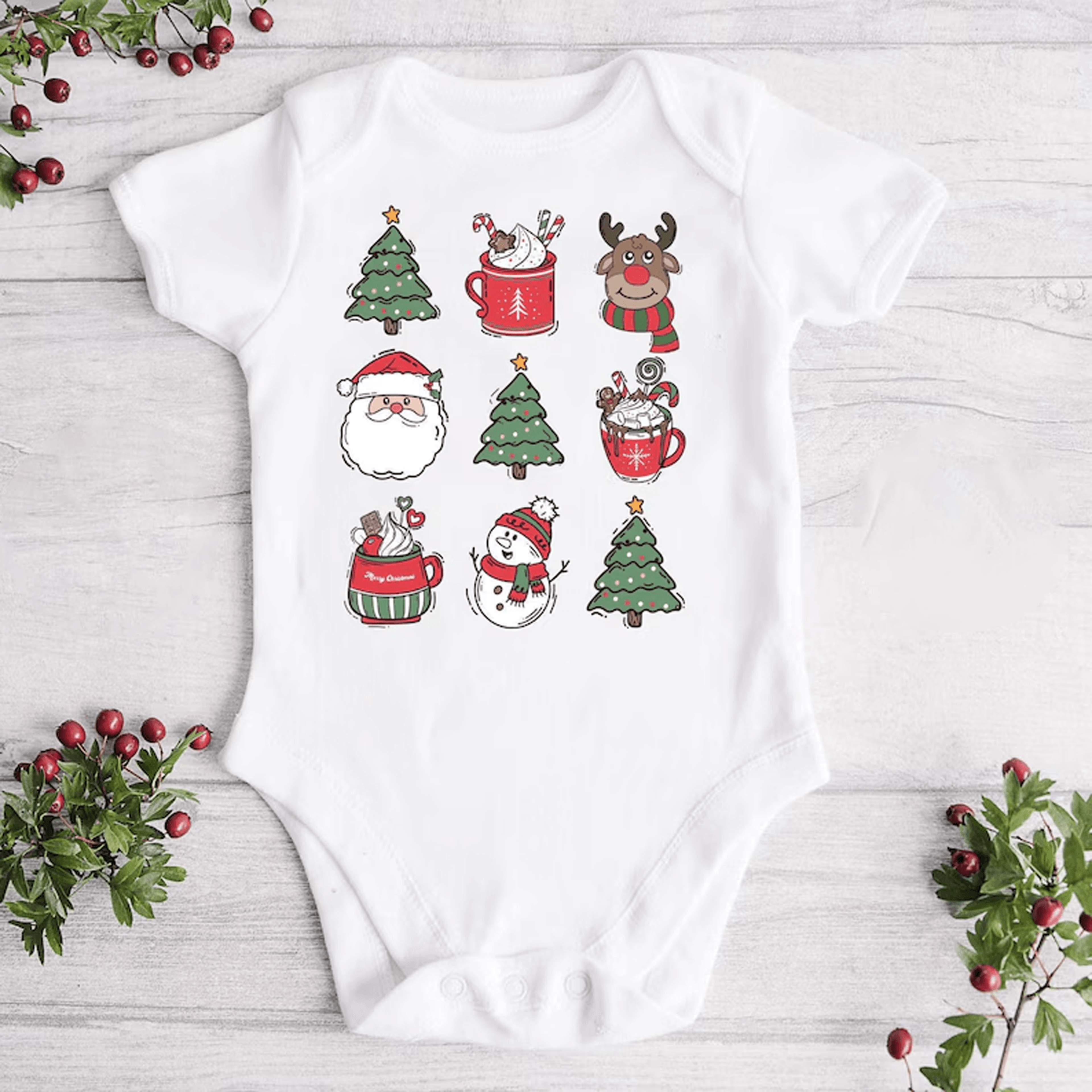 christmas grid baby onesie retro holiday kids shirt festive xmas icons toddler sweatshirt cute christmas outfit gift