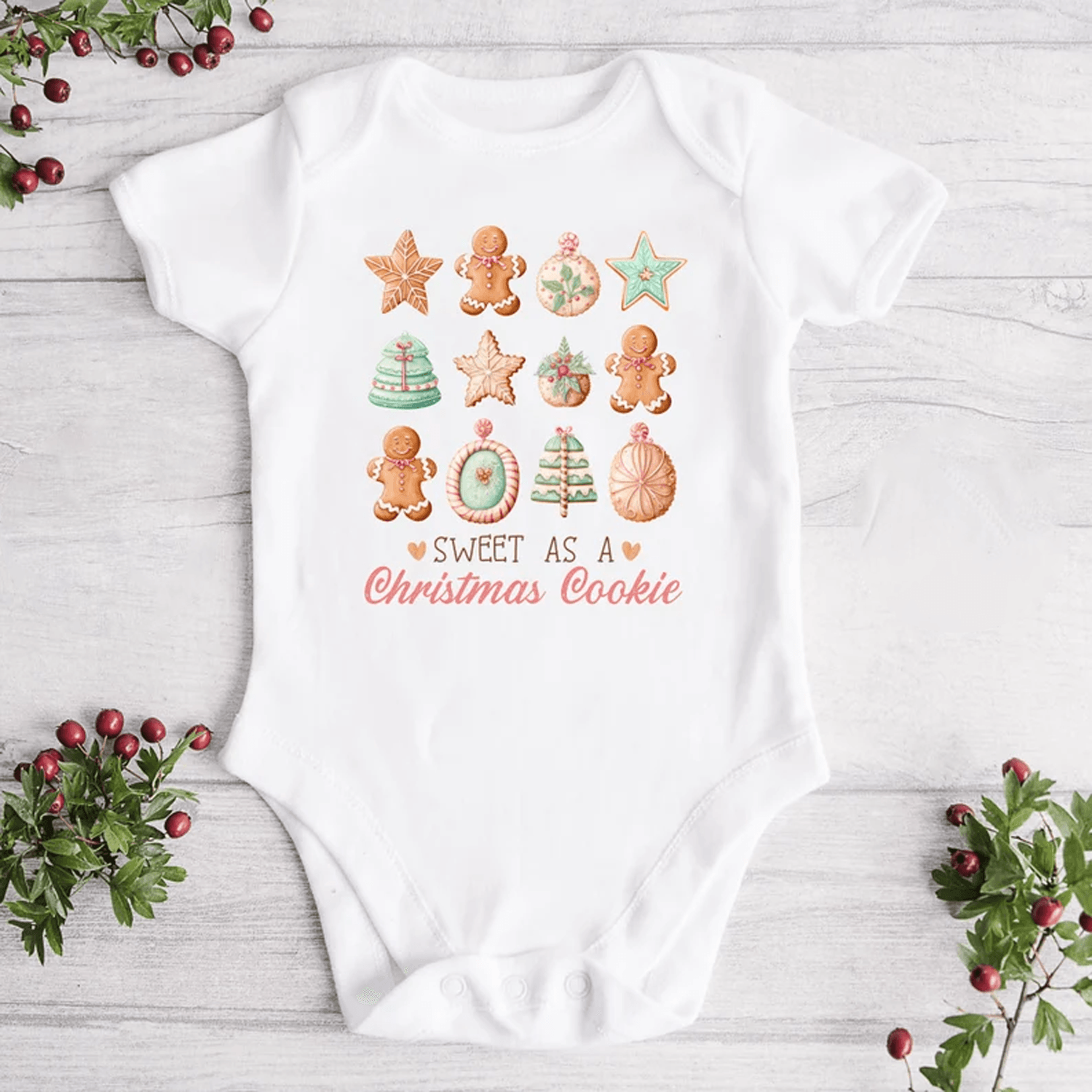 sweet christmas cookie onesie, baby holiday bodysuit, cute christmas cookie baby outfit, first christmas gift