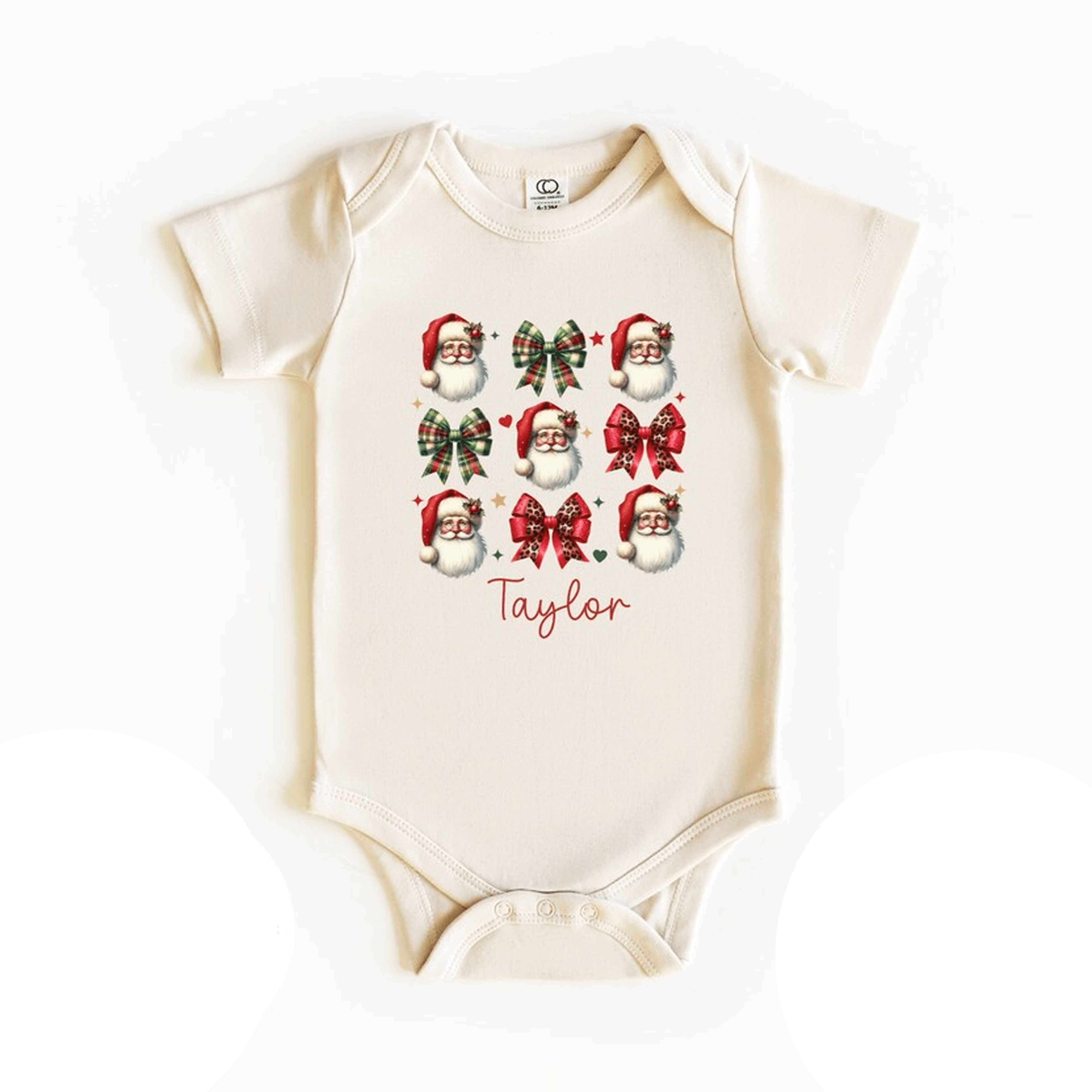 personalized coquette santa christmas shirt, pink bow kids holiday tee, custom name toddler xmas outfit, girls gift