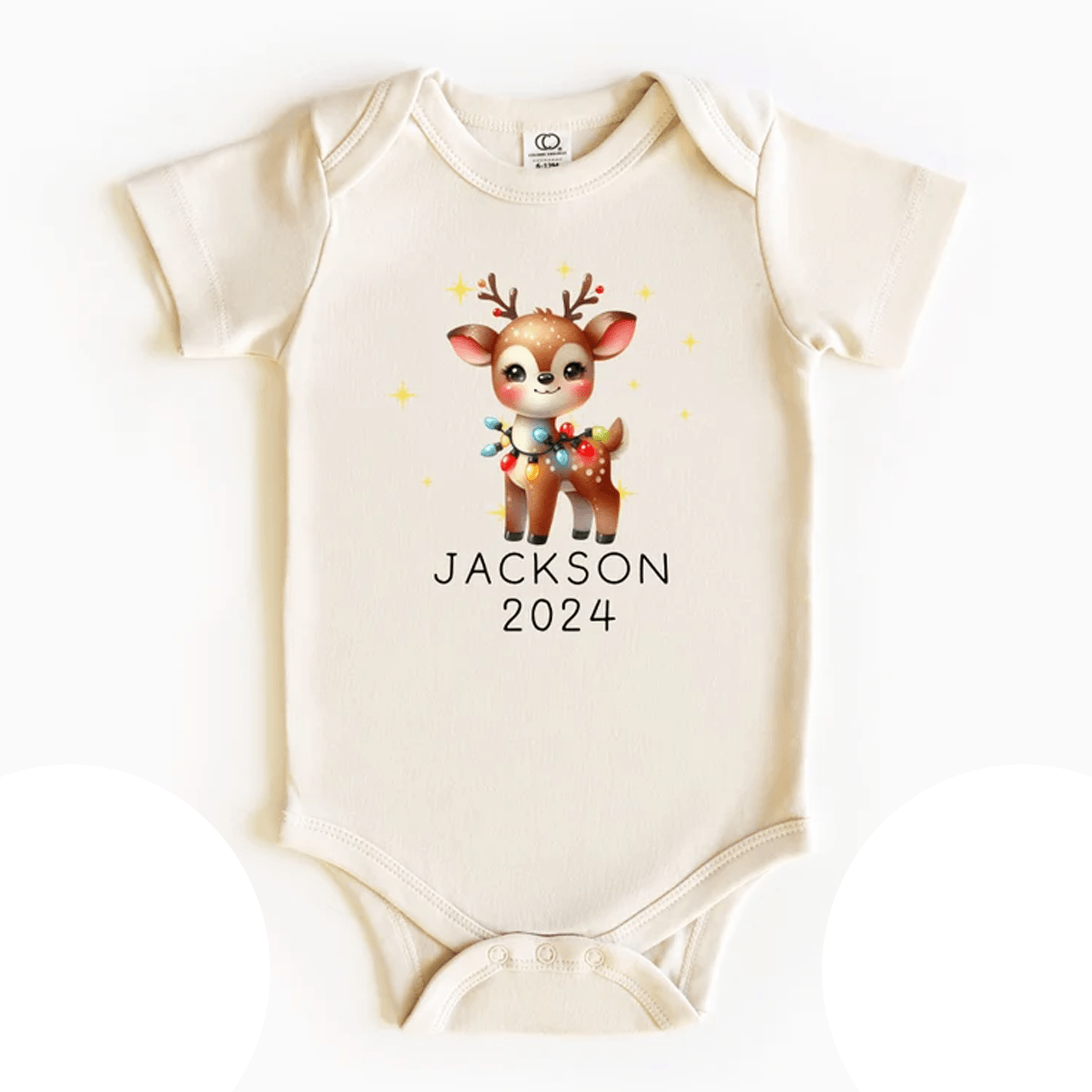 cute baby deer christmas shirt, reindeer christmas lights kids tee, toddler holiday outfit, woodland xmas kids gift