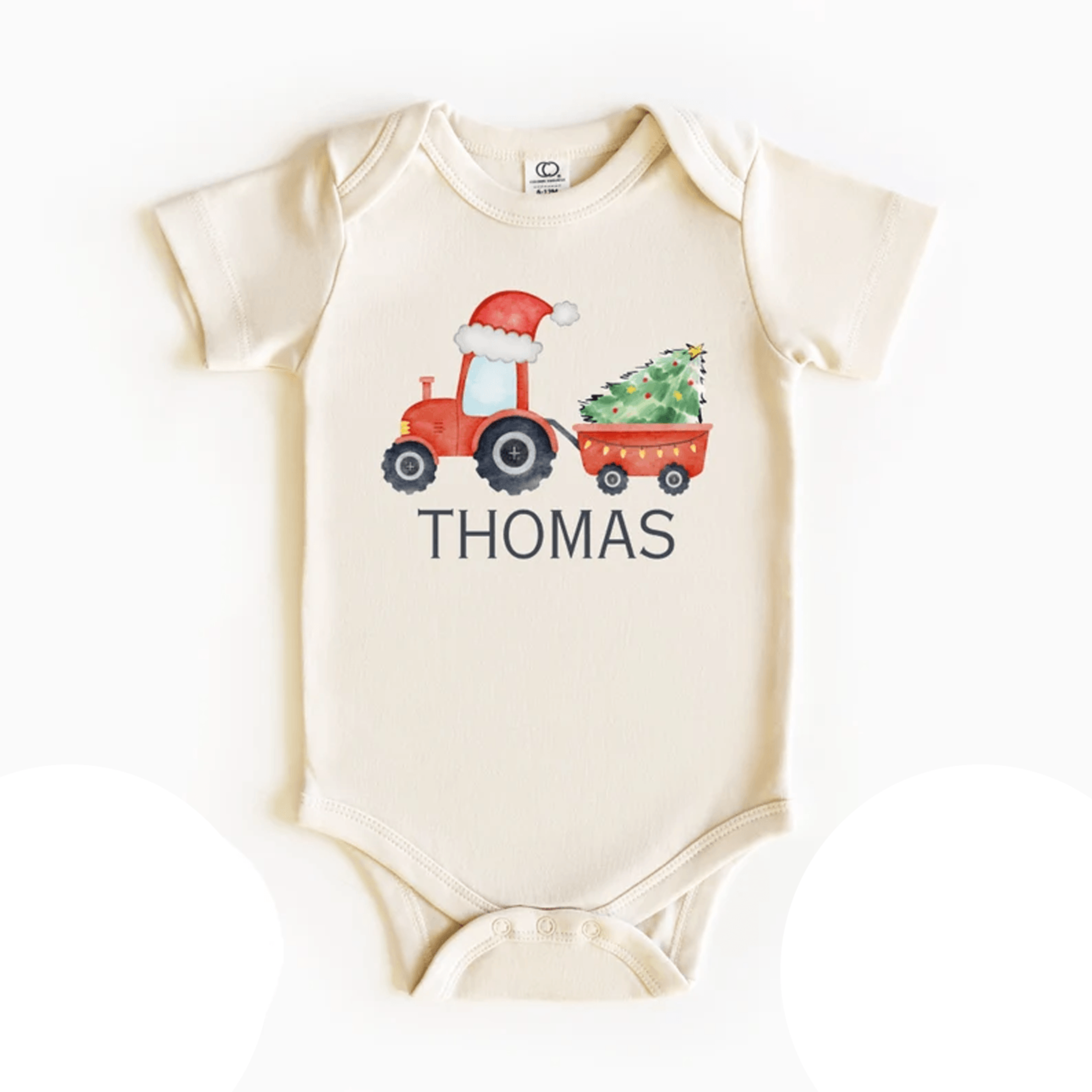 personalized red tractor christmas shirt, custom name kids holiday tee, toddler farm christmas outfit, boys xmas gift