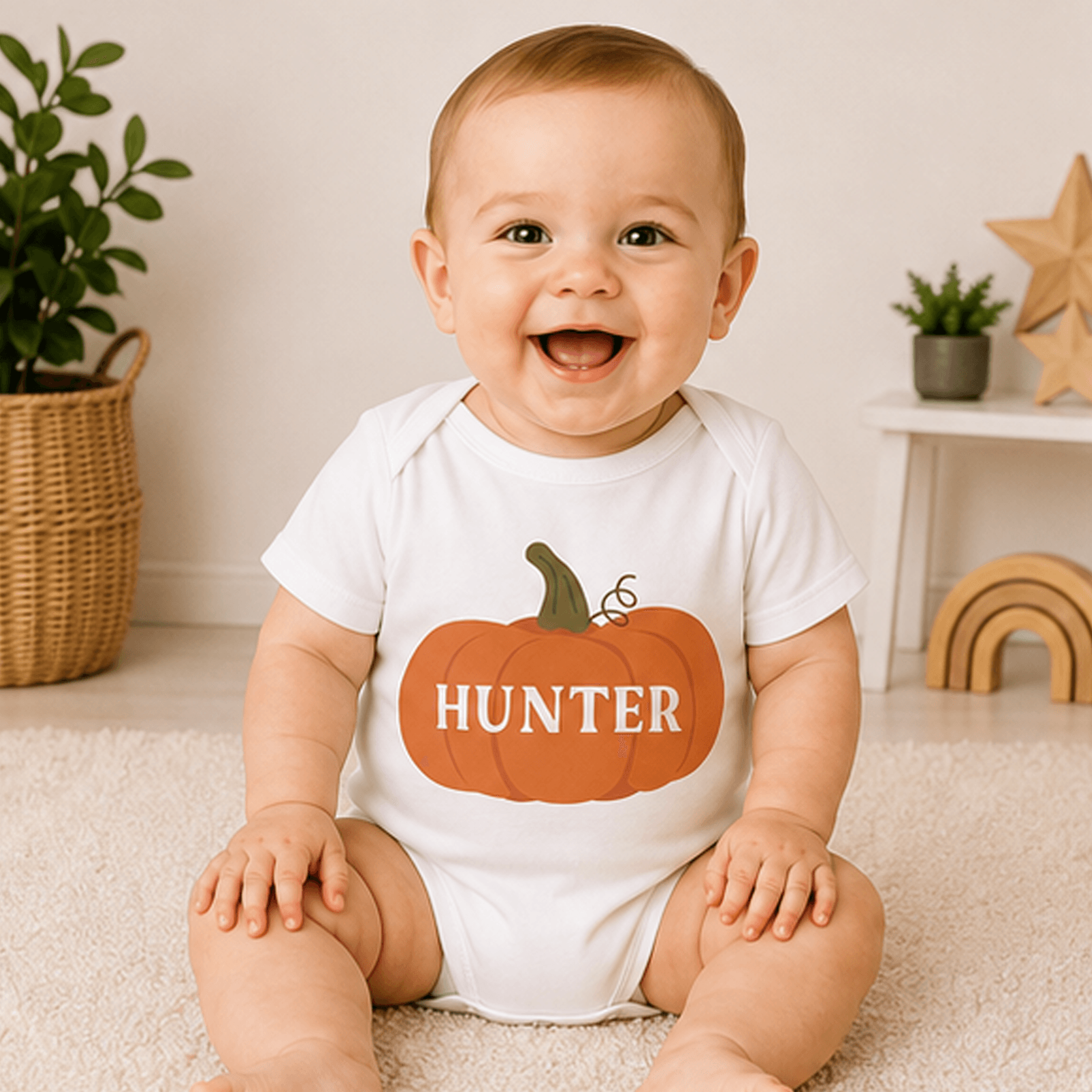 personalized pumpkin baby bodysuit, custom name fall onesie, little pumpkin infant outfit, thanksgiving baby gift