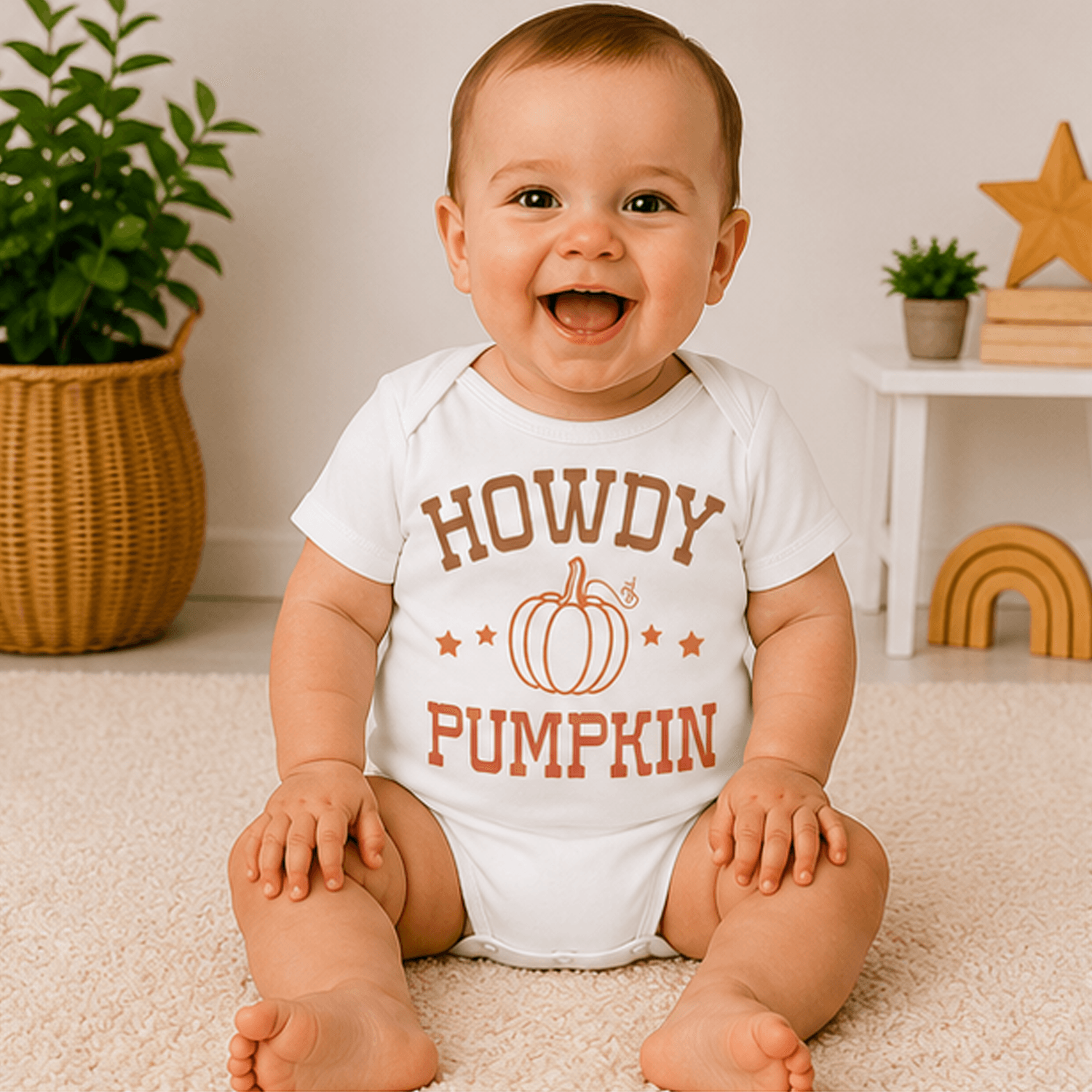 howdy pumpkin baby shirt, fall toddler tee, western pumpkin baby bodysuit, cute autumn kids outfit, pumpkin patch gift