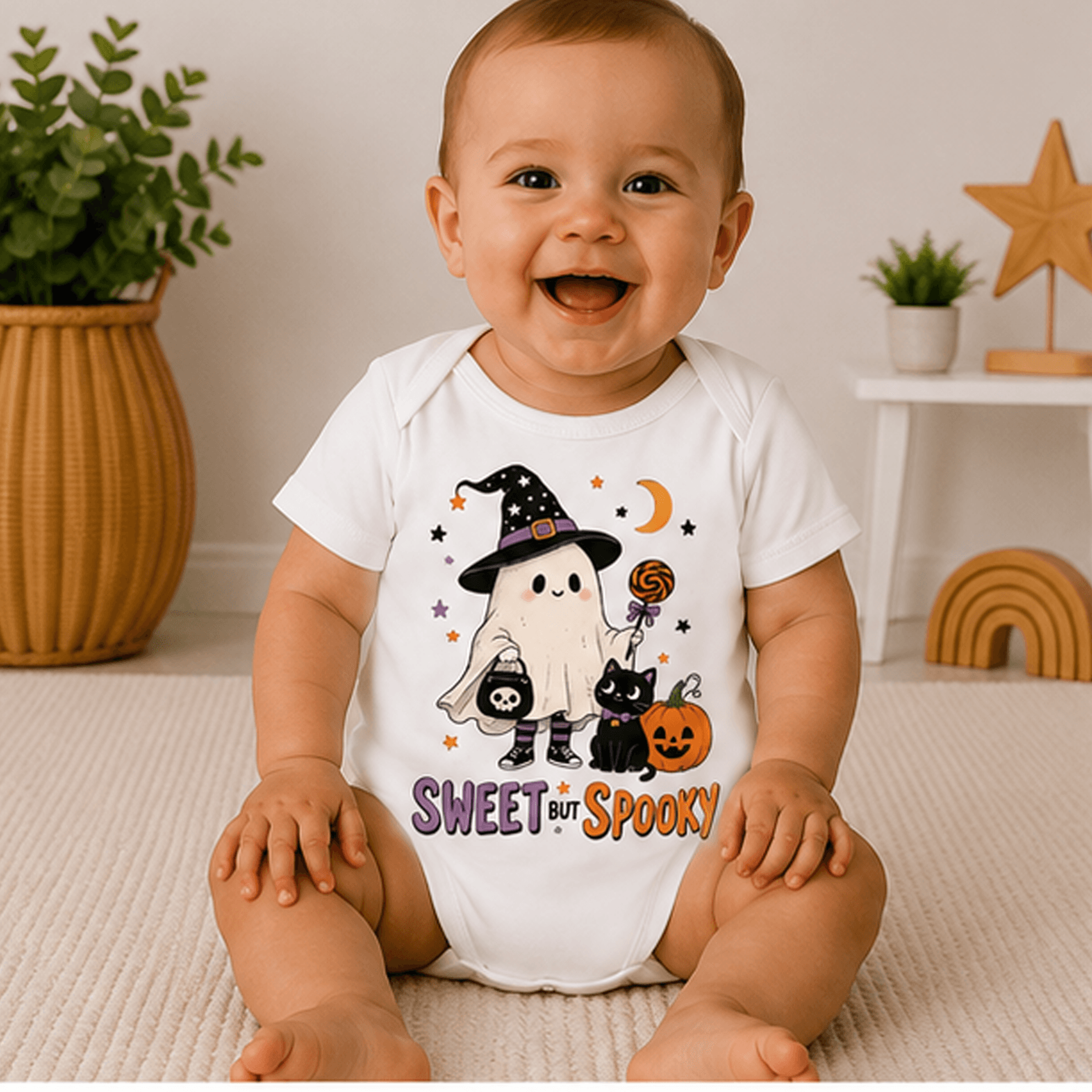 sweet but spooky kids halloween shirt, ghost witch cat toddler tee, cute trick or treat shirt, spooky season outfit
