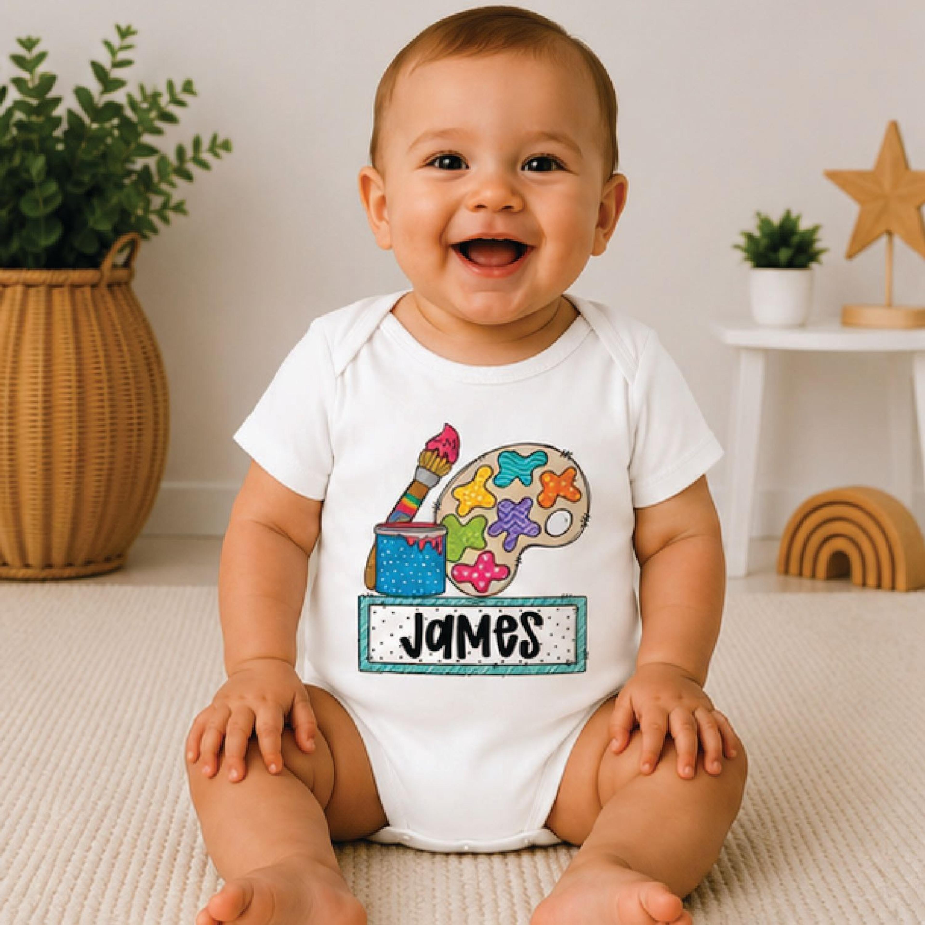 personalized art shirt, custom name paint palette kids tee, cute artist toddler shirt, painting art birthday gift