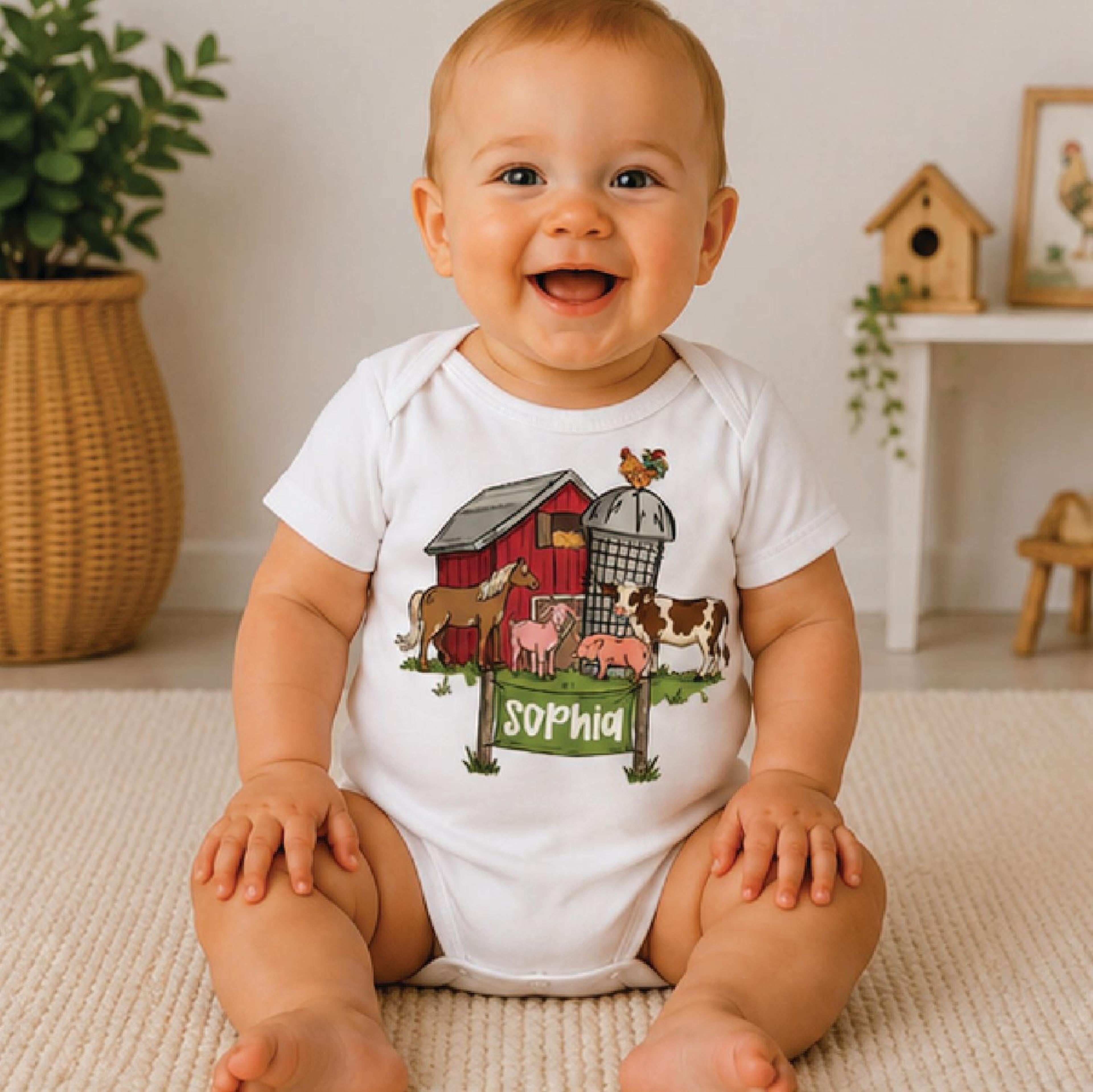 personalized farm toddler shirt, custom name farm animals kids tee, barnyard shirt, farm birthday gift for boys girls