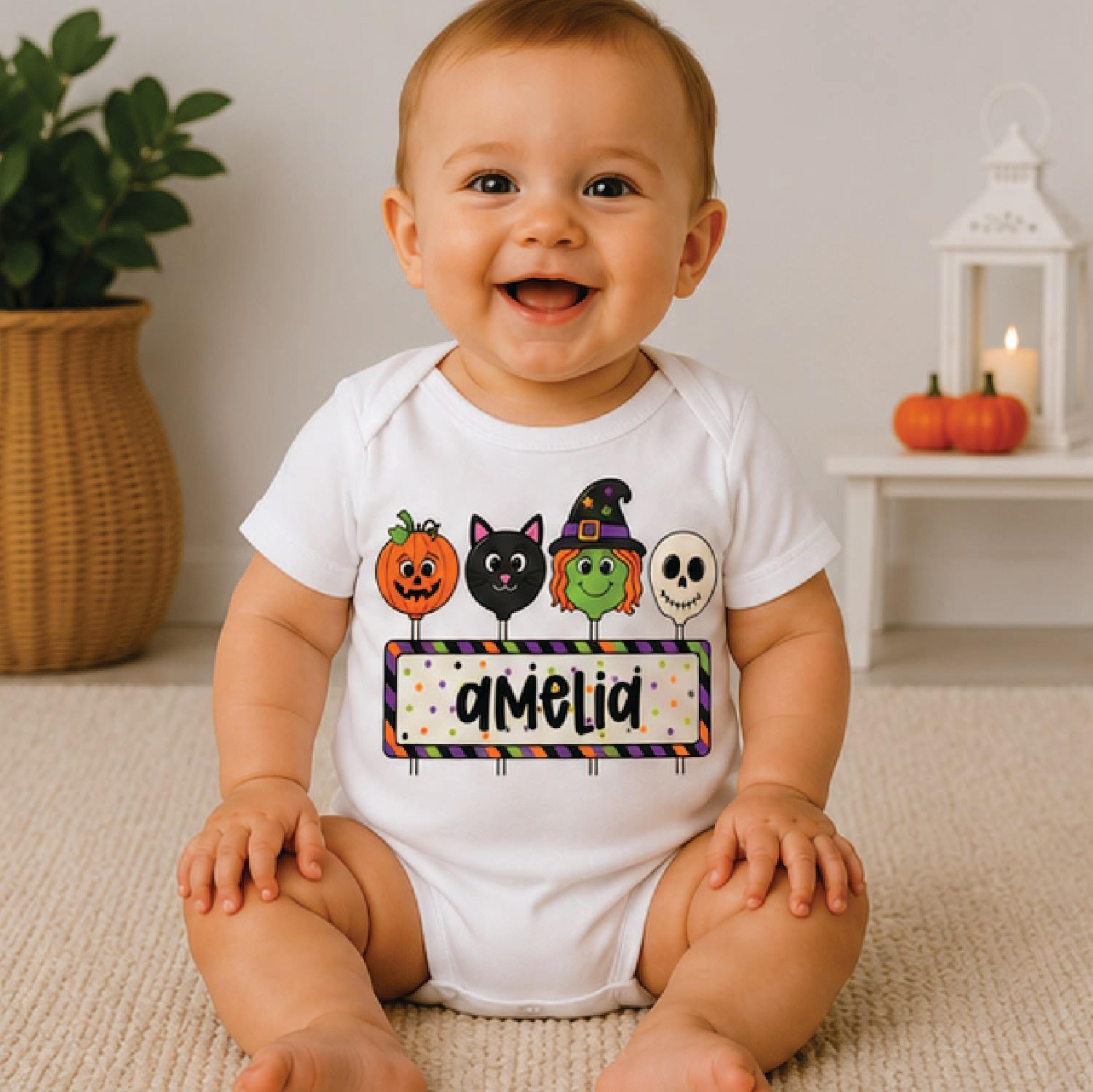 personalized halloween kids shirt, custom name pumpkin cat witch tee, toddler trick or treat shirt, spooky halloween out