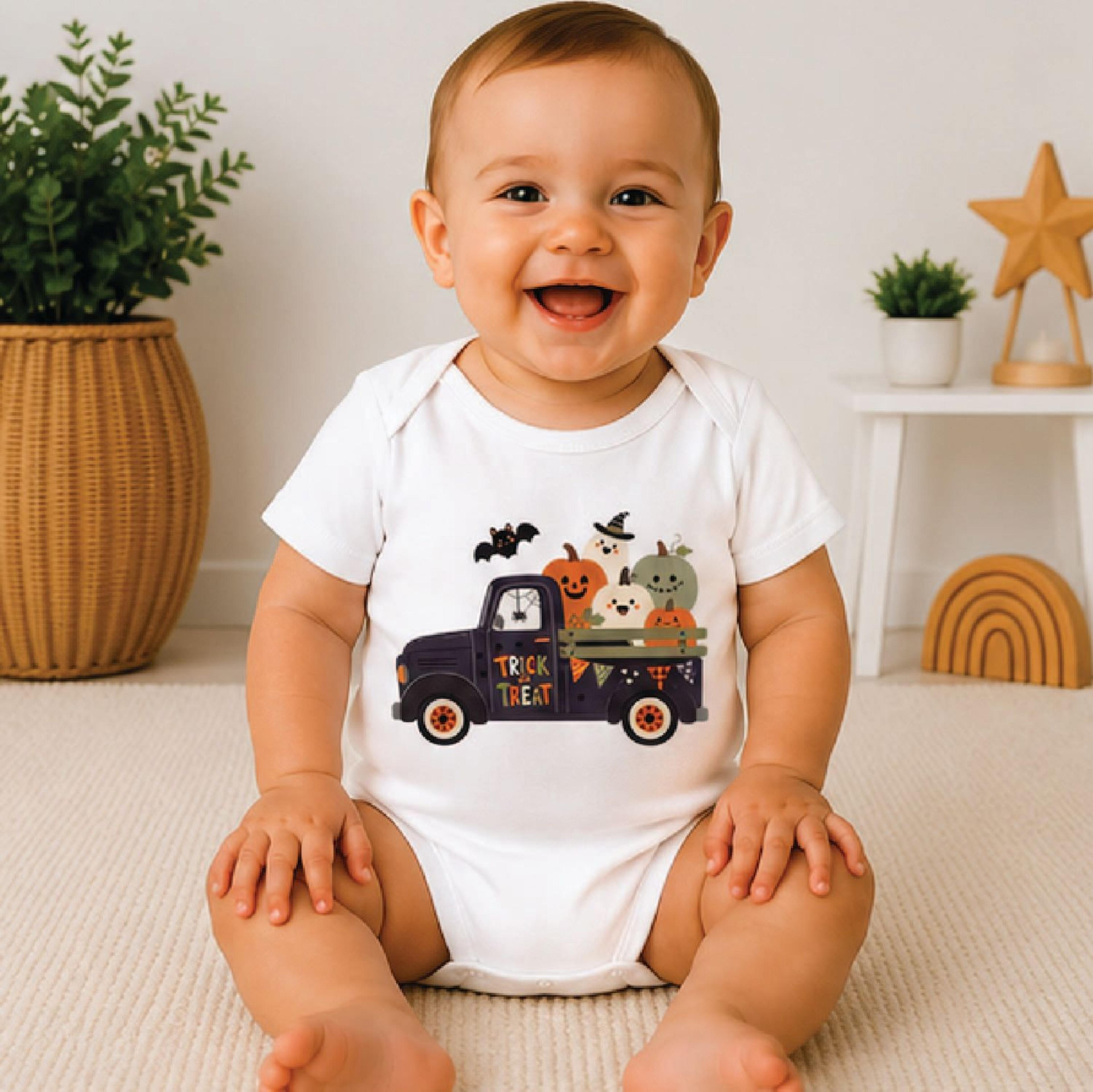 halloween truck kids shirt, trick or treat pumpkin ghost bat tee, toddler halloween shirt, cute fall kids outfit