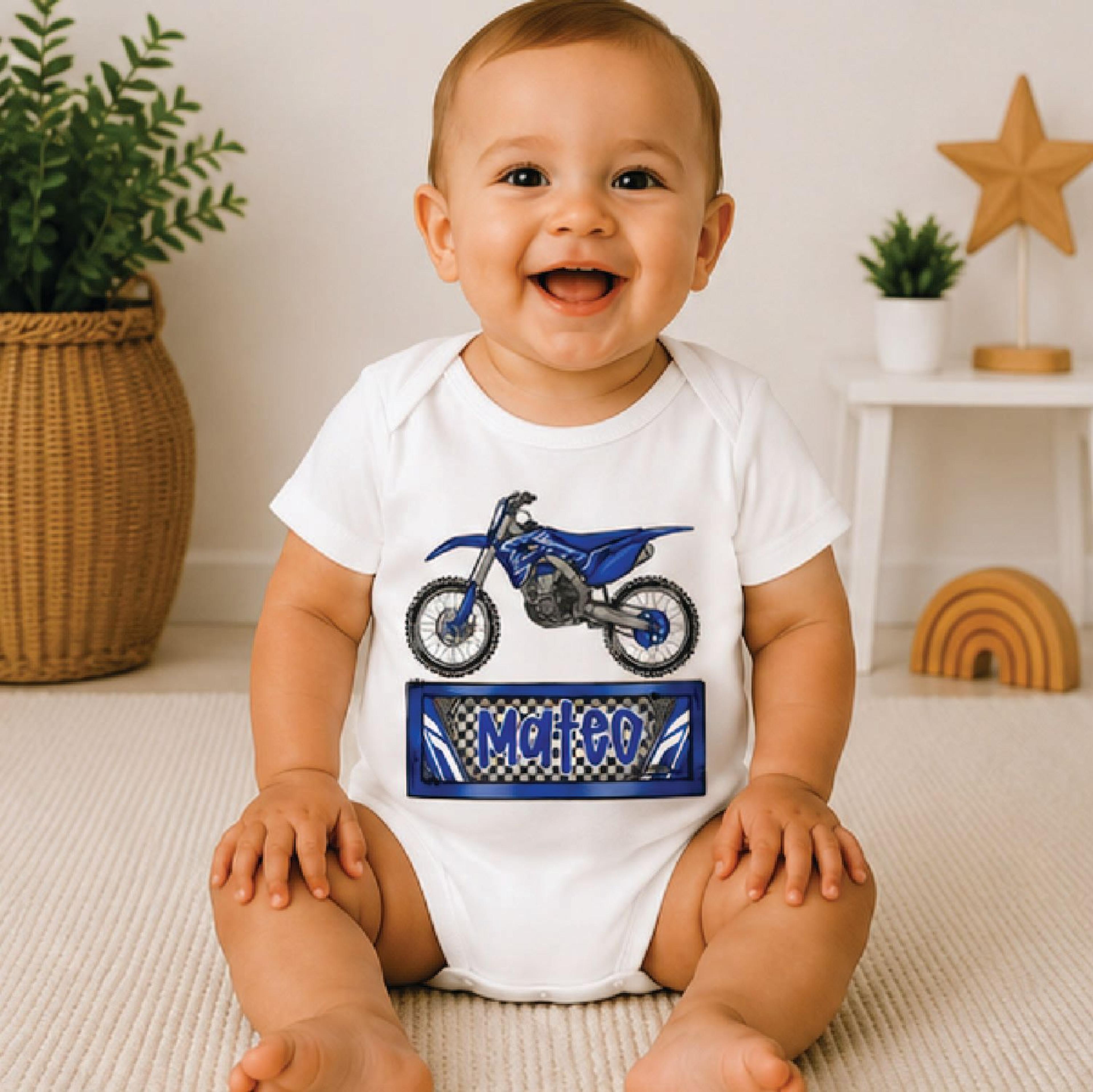 custom name dirt bike kids shirt, personalized blue motocross toddler tee, racing birthday shirt, motorcycle rider gift