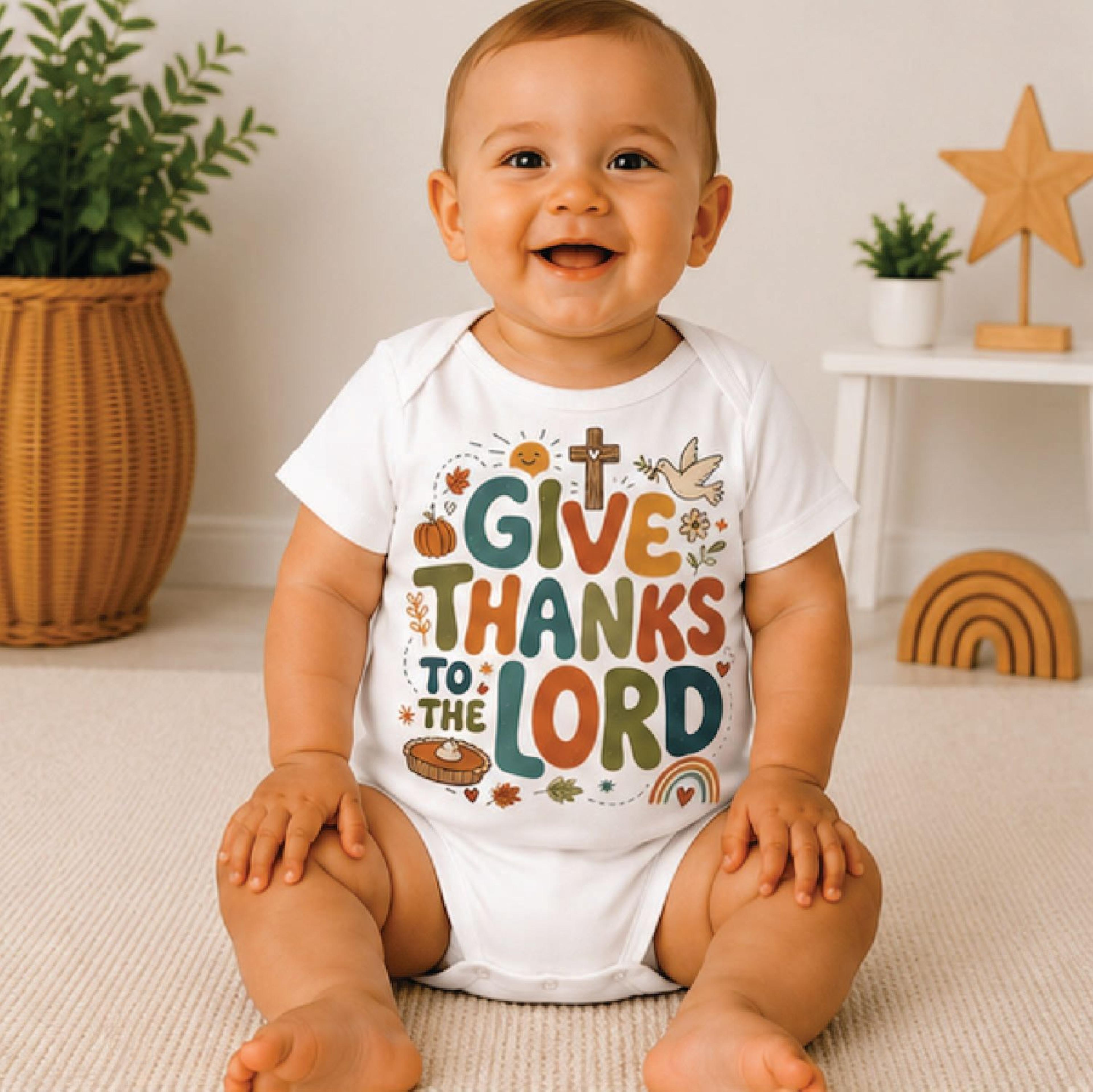 give thanks to the lord kids shirt, christian thanksgiving toddler tee, faith fall shirt, bible verse thanksgiving outfi
