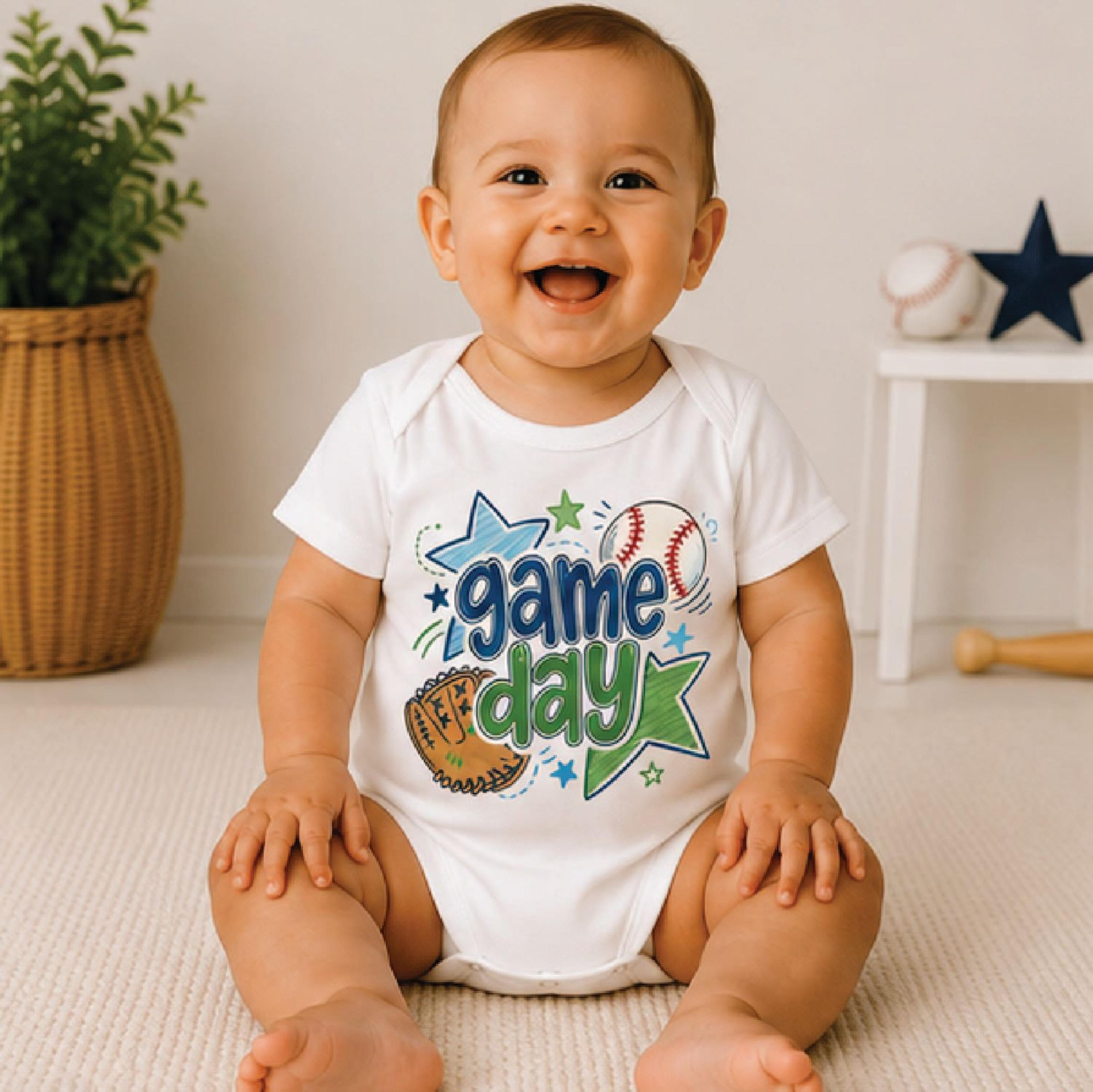 game day toddler shirt, baseball kids tee, cute baseball baby bodysuit, sports shirt, baseball season kids gift