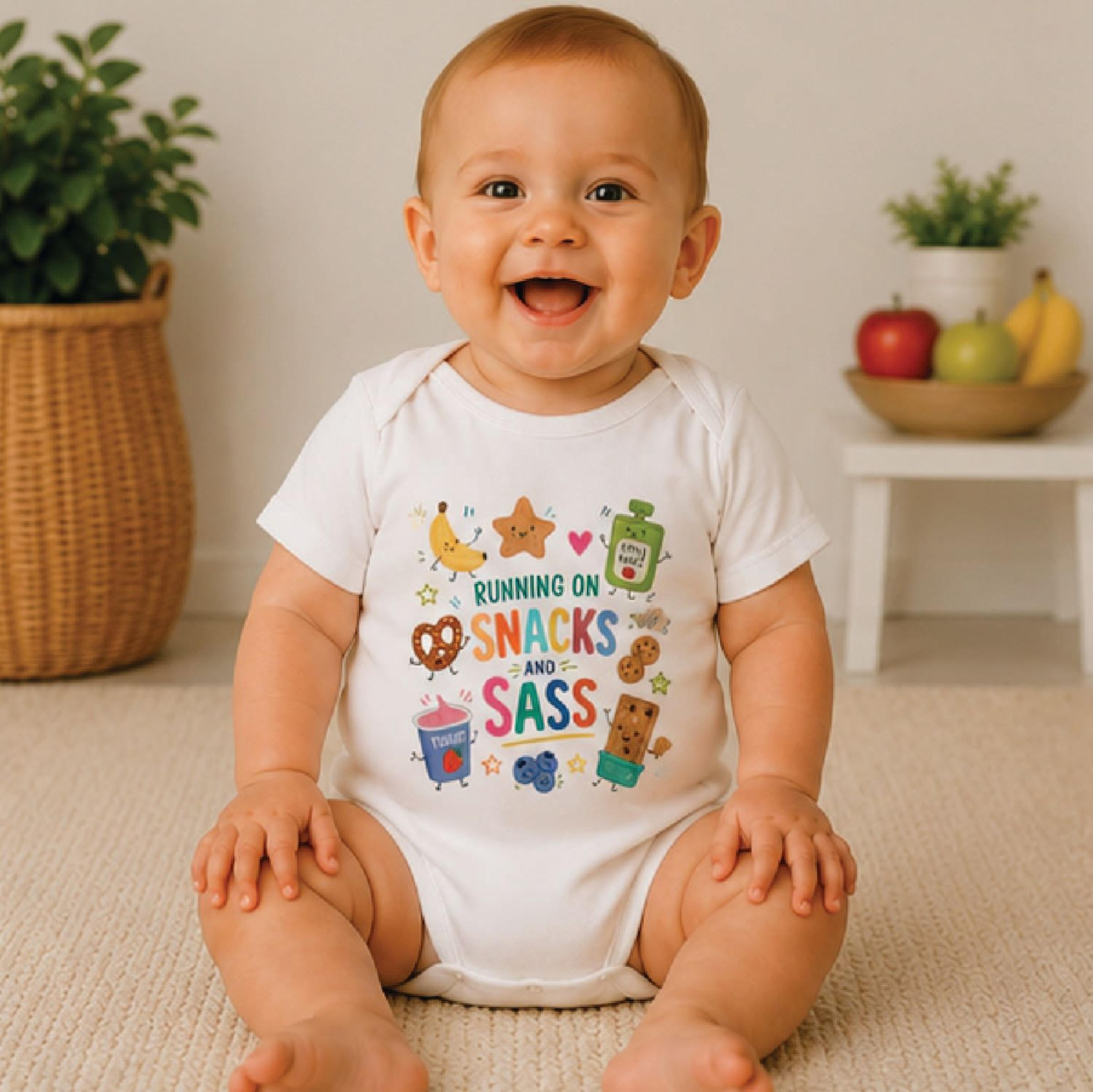 running on snacks and sass toddler shirt, funny snack kids tee, cute foodie shirt, sassy toddler girl gift