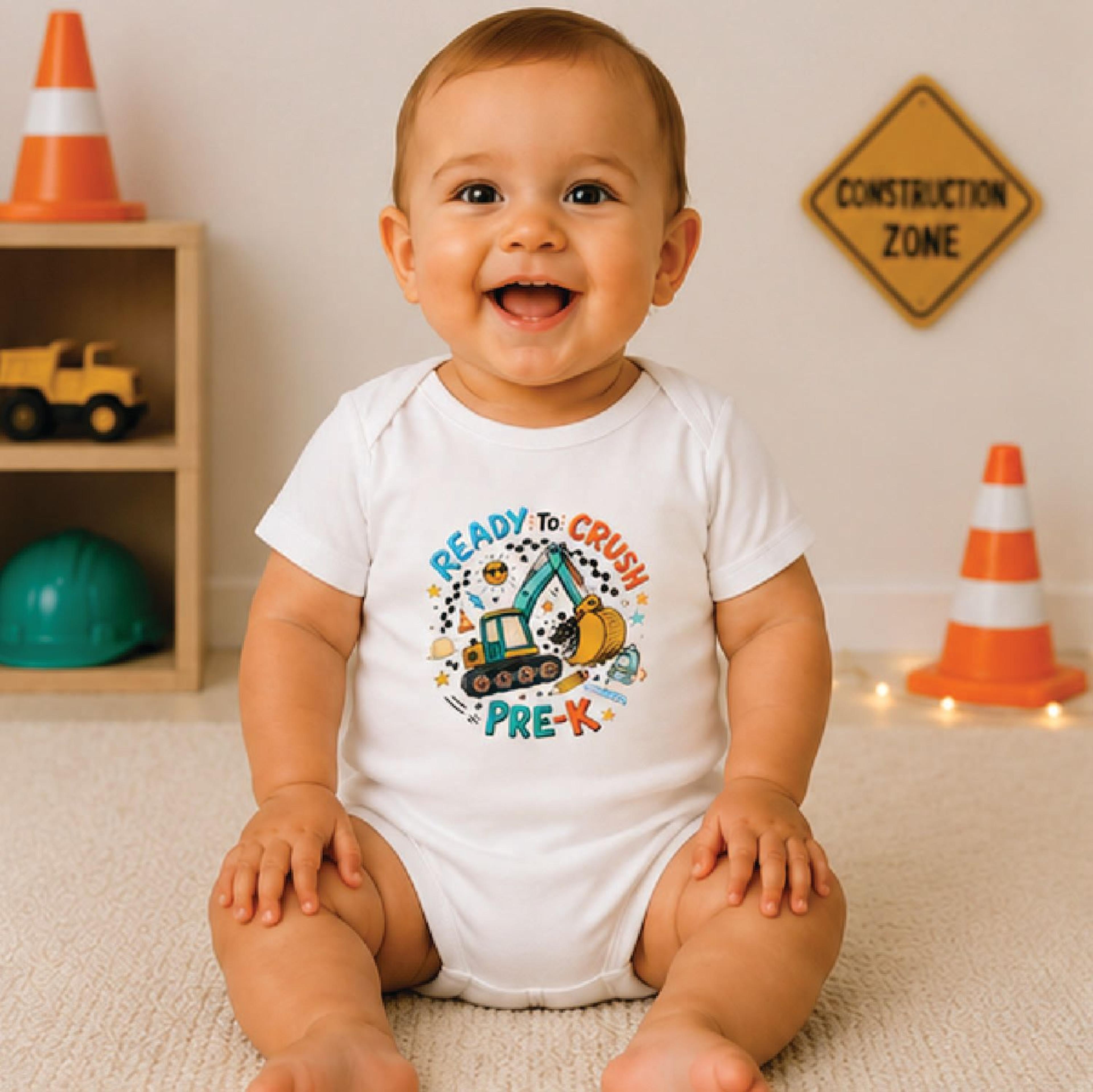 ready to crush pre k shirt, excavator toddler tee, construction back to school shirt, first day pre k outfit