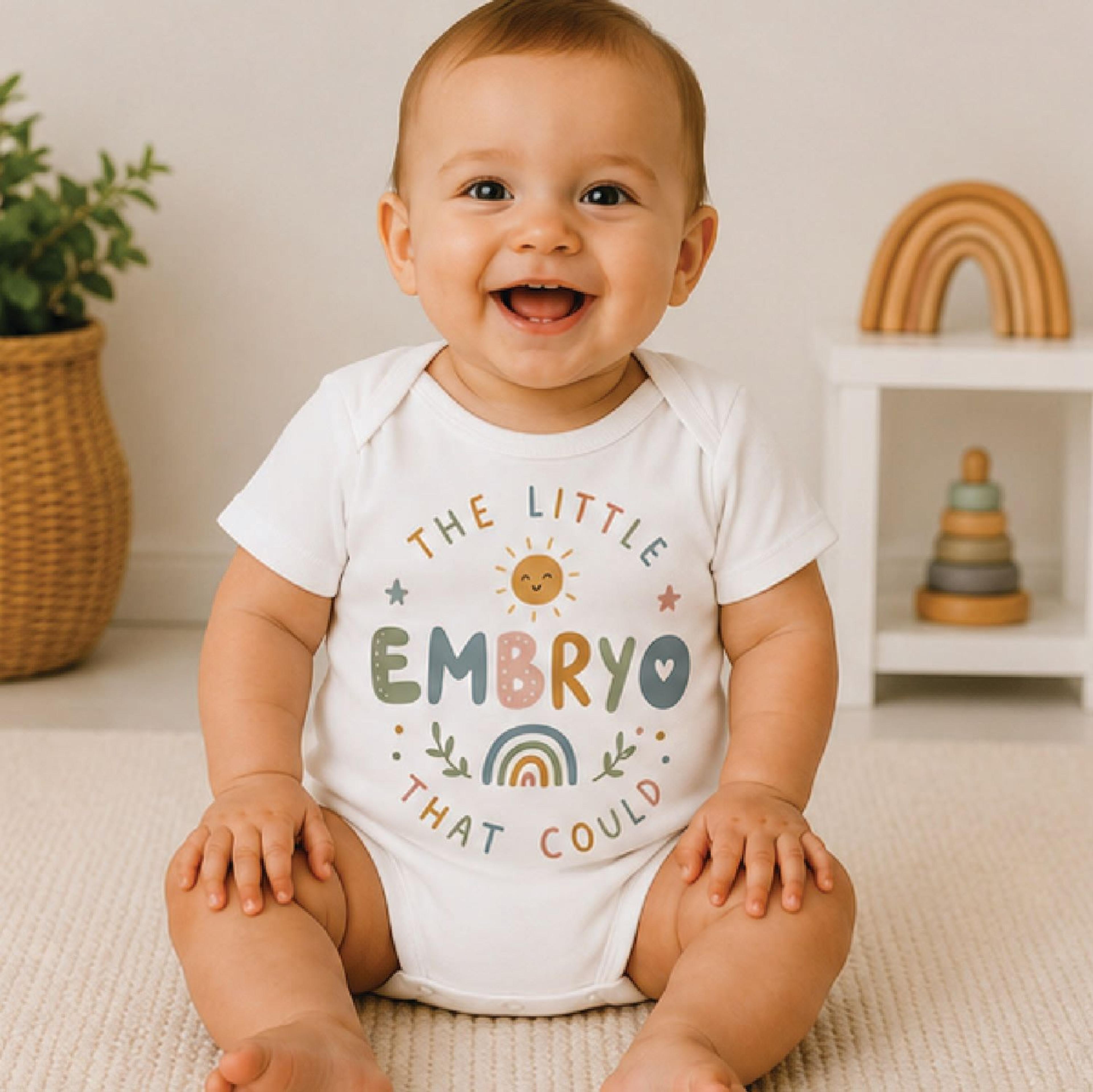 the little embryo that could baby bodysuit, ivf baby onesie, fertility journey newborn outfit, ivf pregnancy baby gift