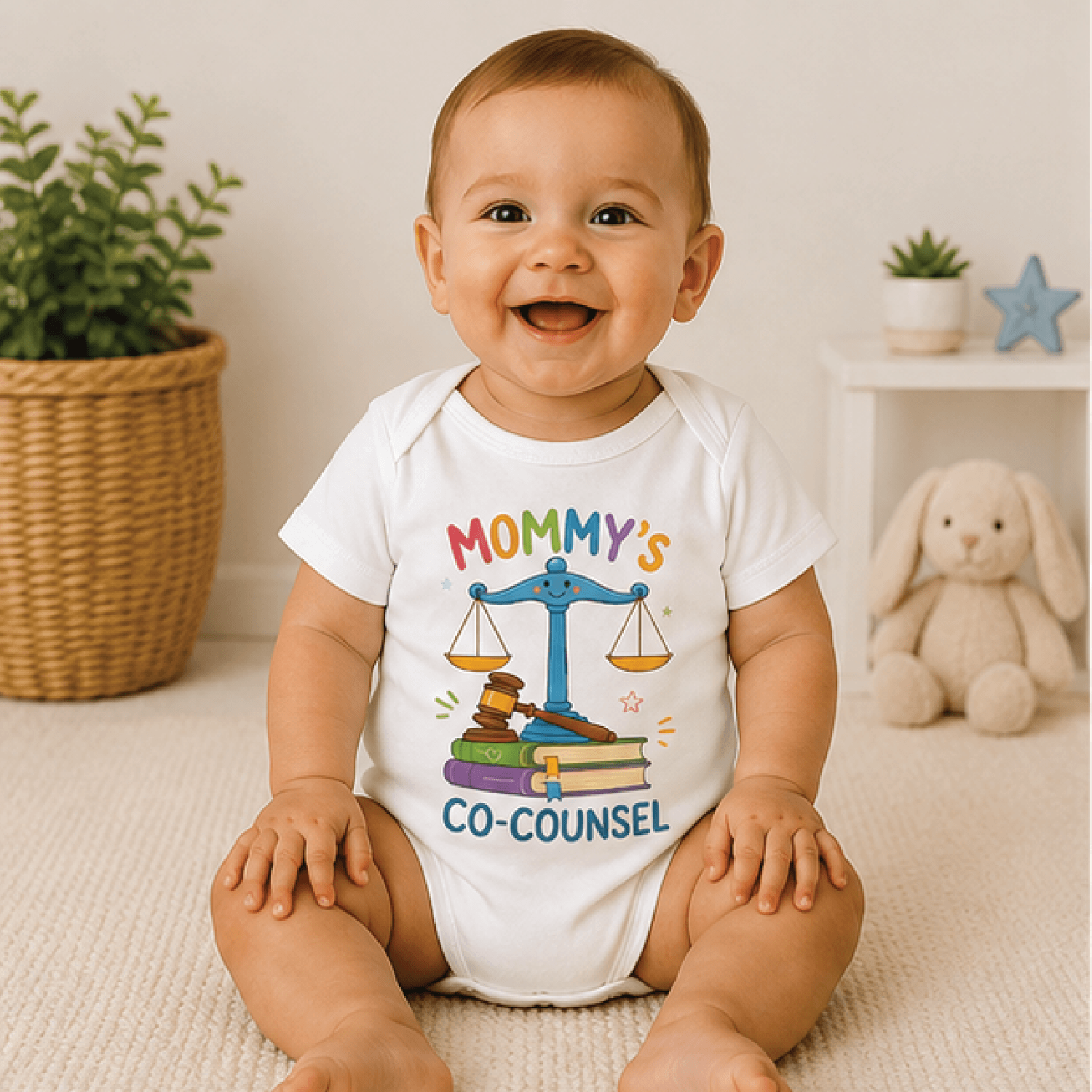 mommy's co counsel baby bodysuit, lawyer mom baby onesie, legal newborn outfit, attorney mom baby shower gift