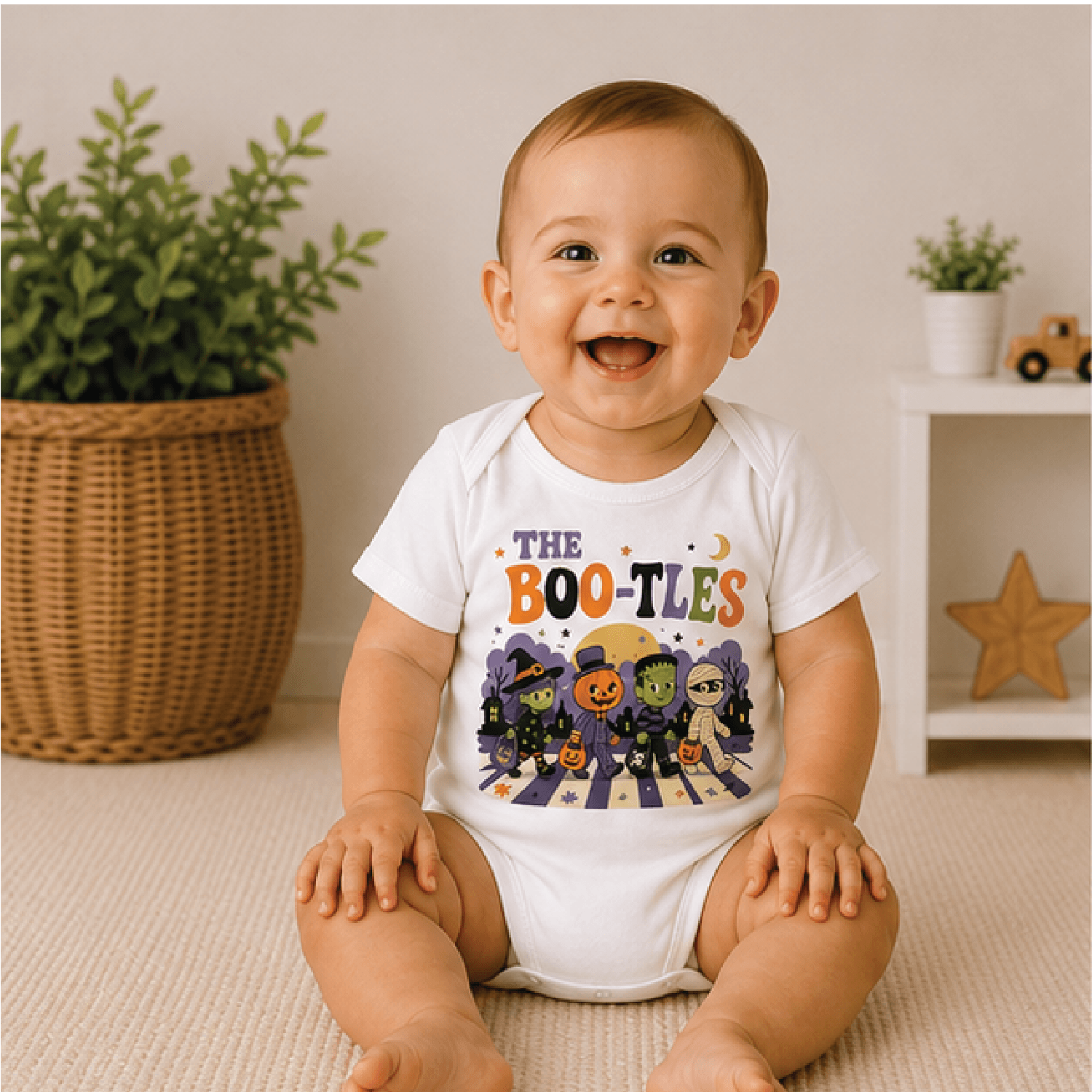 the boo-tles baby bodysuit, funny halloween baby onesie, spooky music newborn outfit, cute ghost baby halloween gift