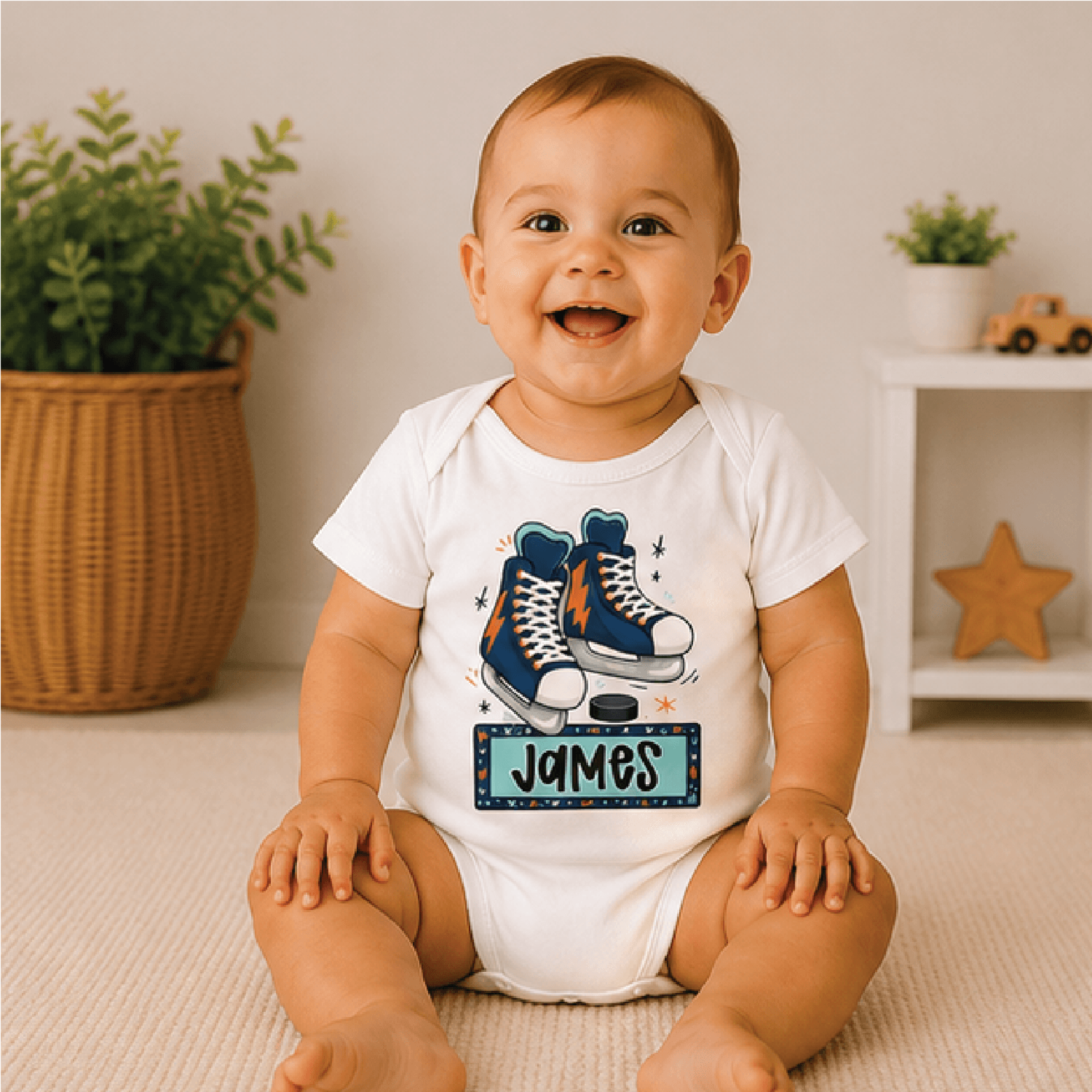 personalized hockey shirt, custom name ice skates toddler tee, hockey player kids shirt, ice hockey birthday gift