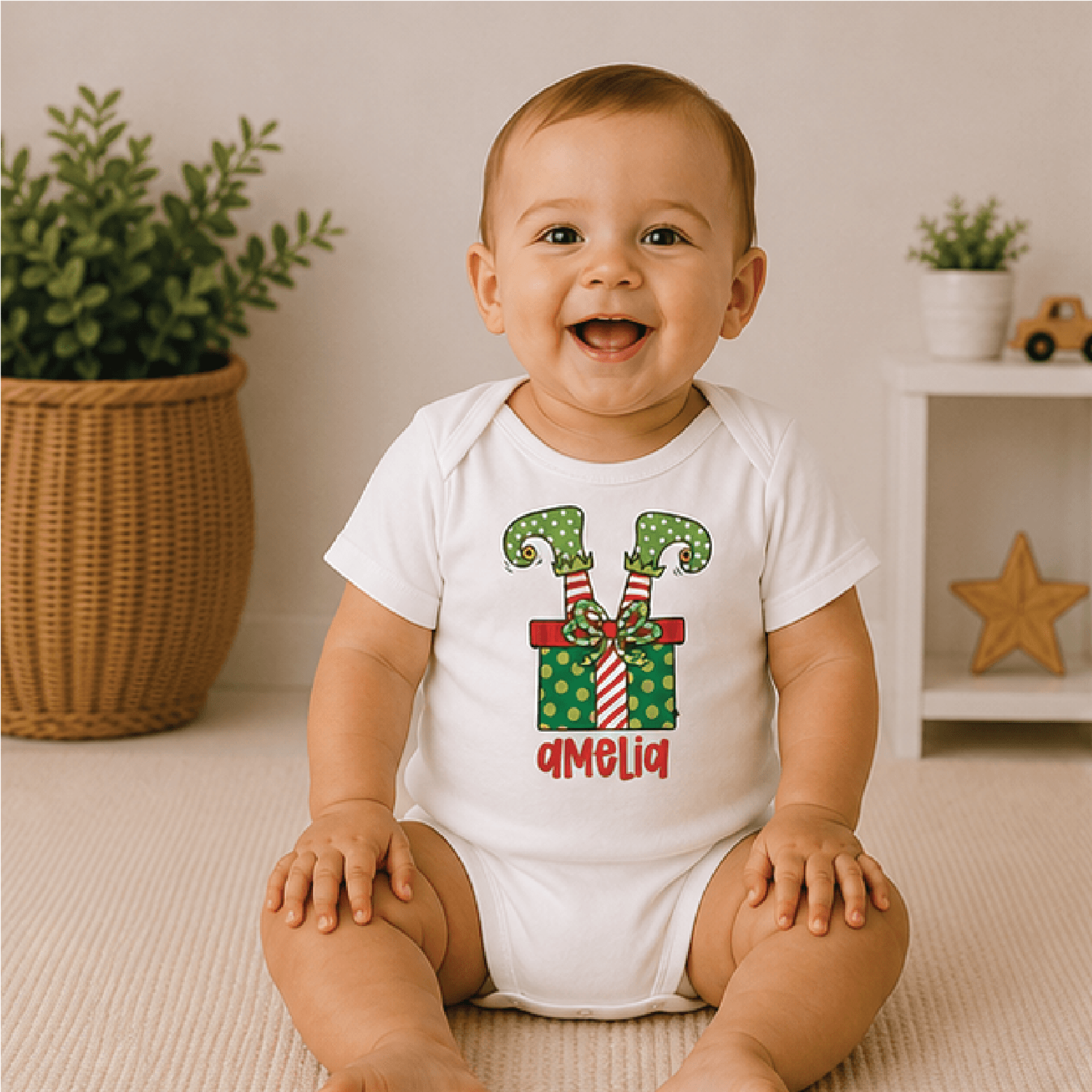 personalized christmas elf shirt, custom name toddler girl tee, cute elf legs kids shirt, holiday christmas gift