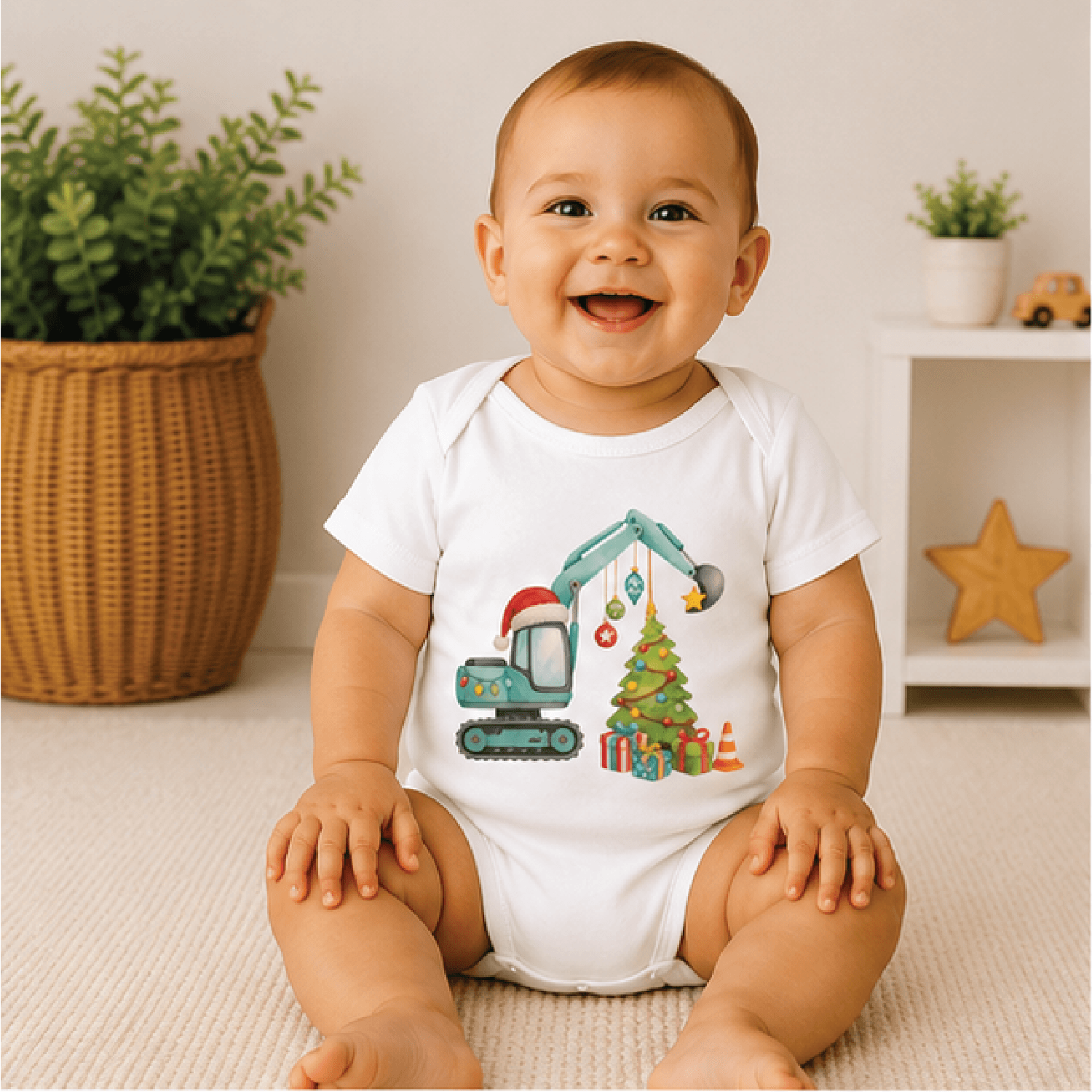christmas excavator toddler shirt, construction truck kids tee, digger holiday shirt, christmas gift for boys